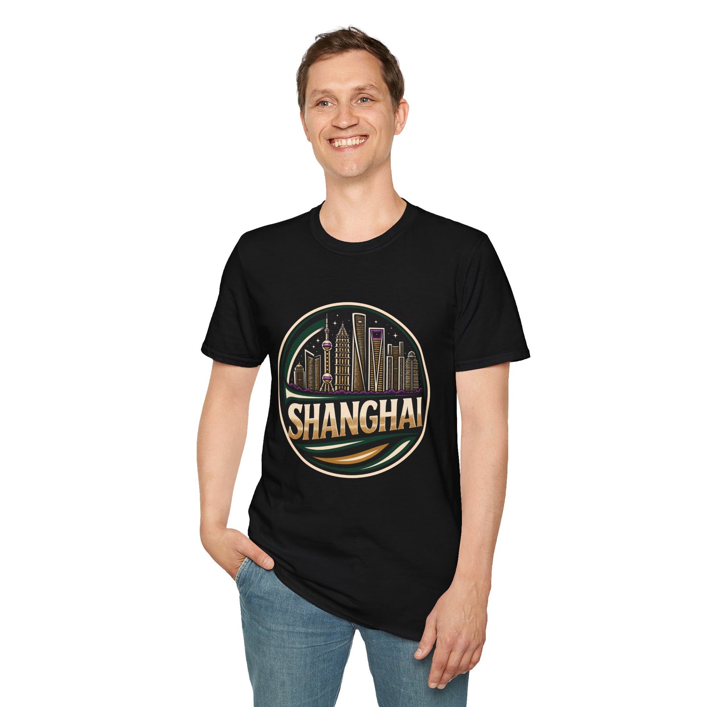 Shanghai Skyline T-Shirt — Retro Cityscape Tee
