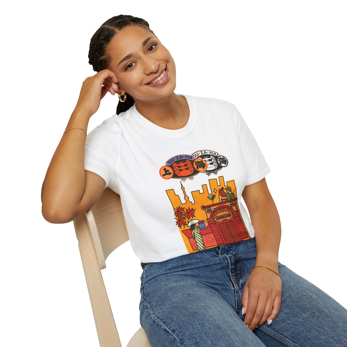 Skyline Ramen Scene T-Shirt — Retro Japanese Noodle Shop Design