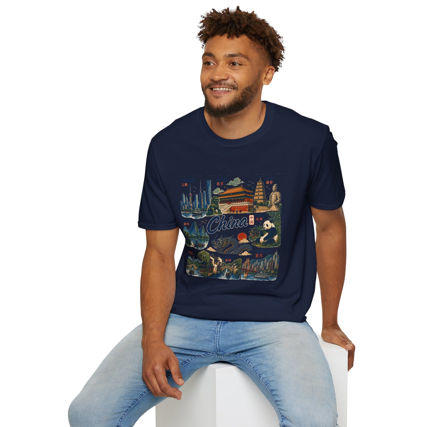 China Travel Collage T-Shirt — Landmarks & Panda Souvenir Tee