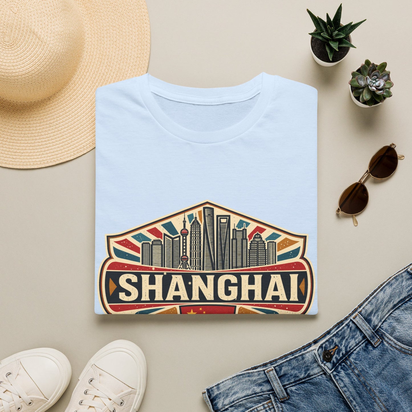 Shanghai Skyline Vintage T‑Shirt
