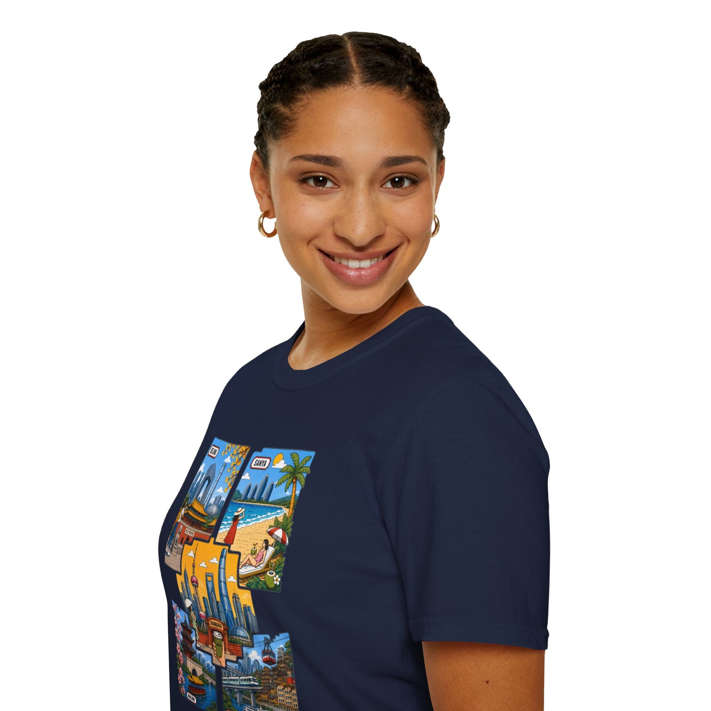 Cityscape Postcard T-Shirt — Miami & Dubai Travel Vintage Graphic Tee