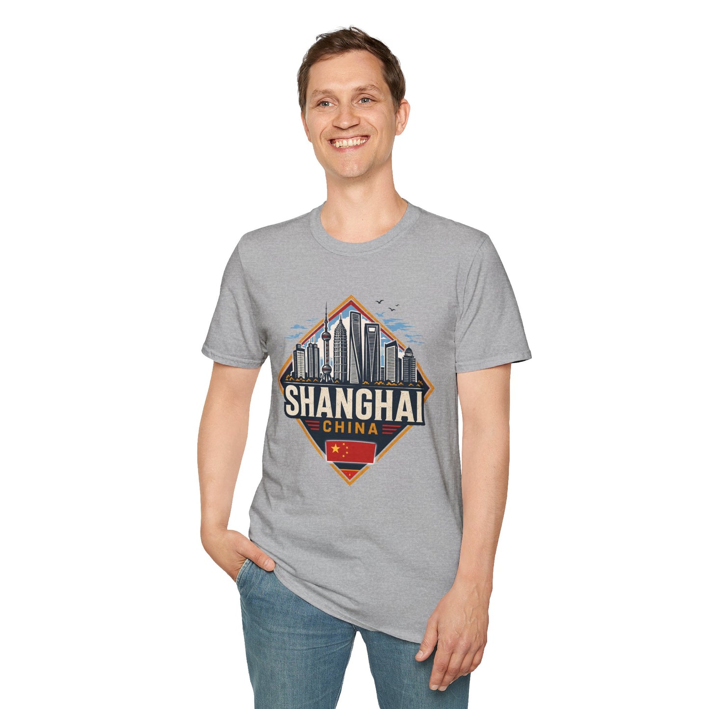 Shanghai Skyline T-Shirt — Retro Cityscape China Travel Tee