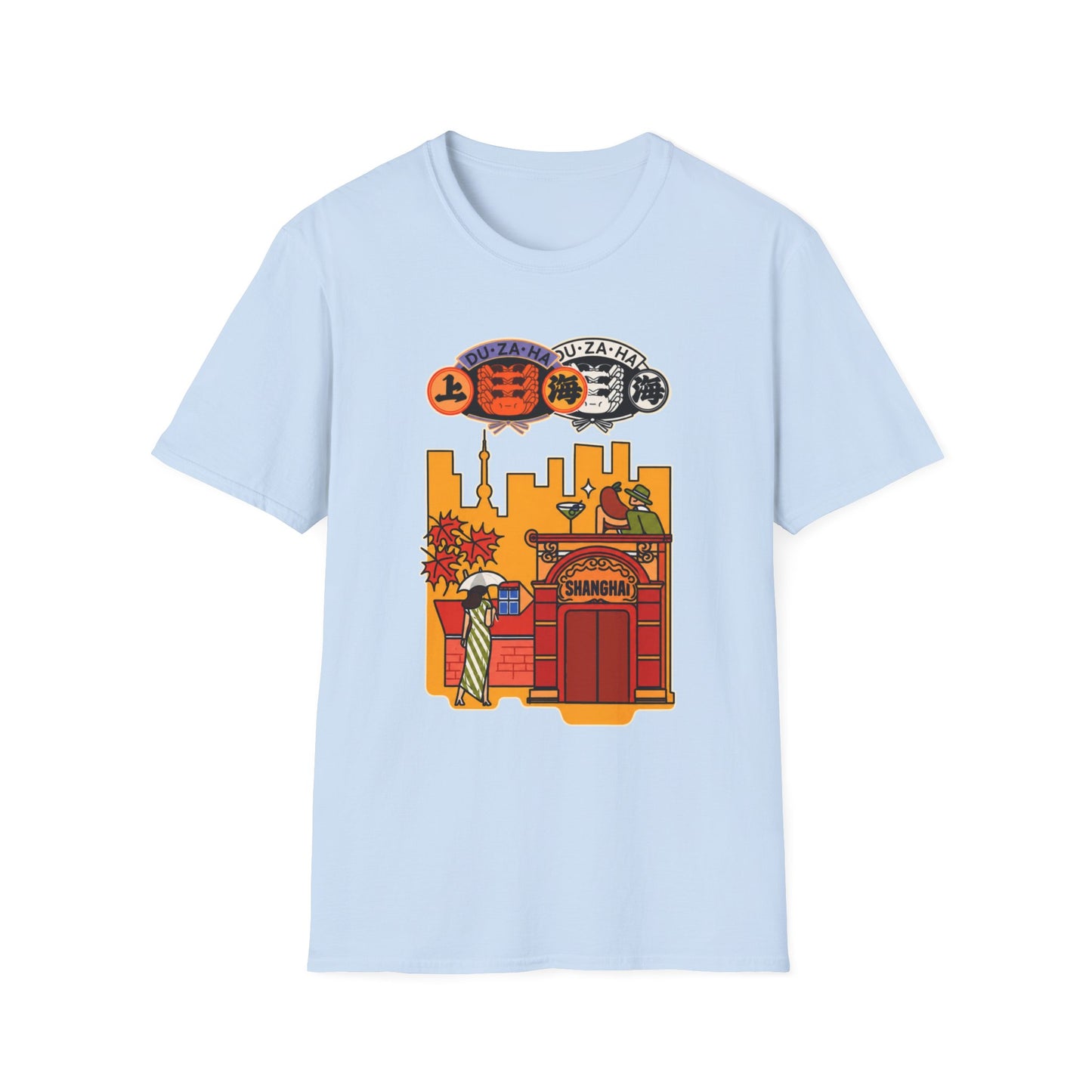 Skyline Ramen Scene T-Shirt — Retro Japanese Noodle Shop Design