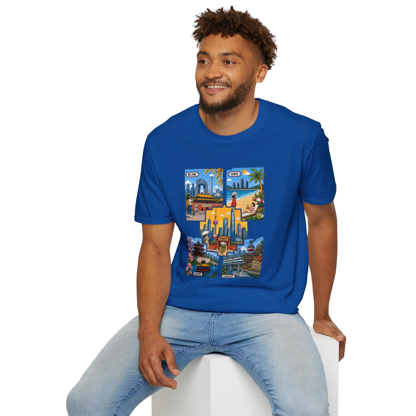 Cityscape Postcard T-Shirt — Miami & Dubai Travel Vintage Graphic Tee