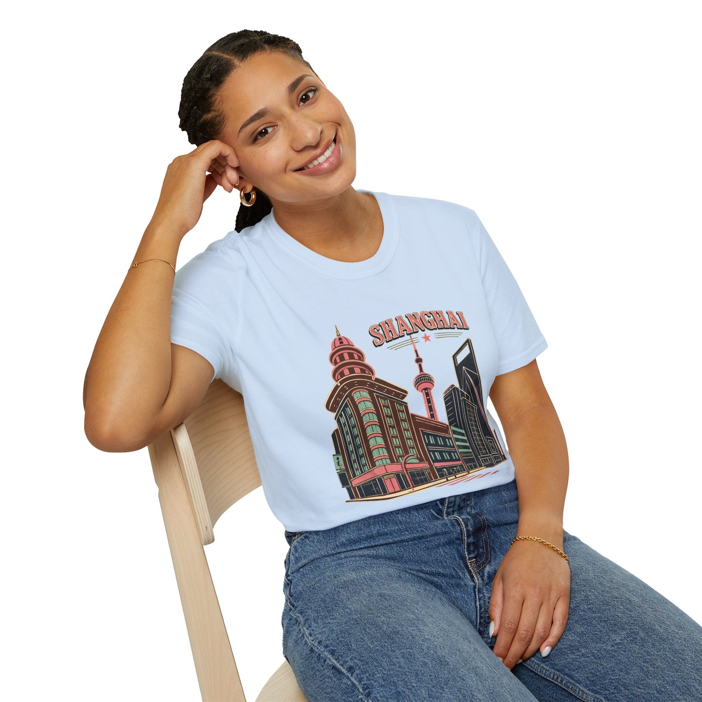 Shanghai Skyline T-Shirt — Retro Cityscape Travel Tee