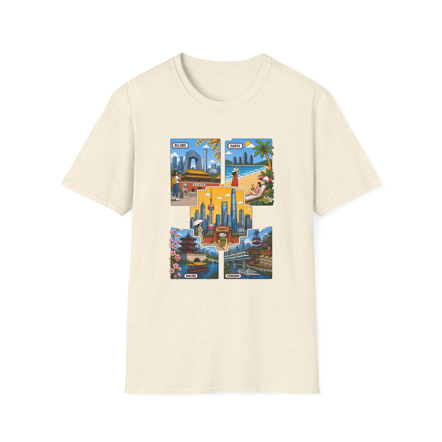 Cityscape Postcard T-Shirt — Miami & Dubai Travel Vintage Graphic Tee