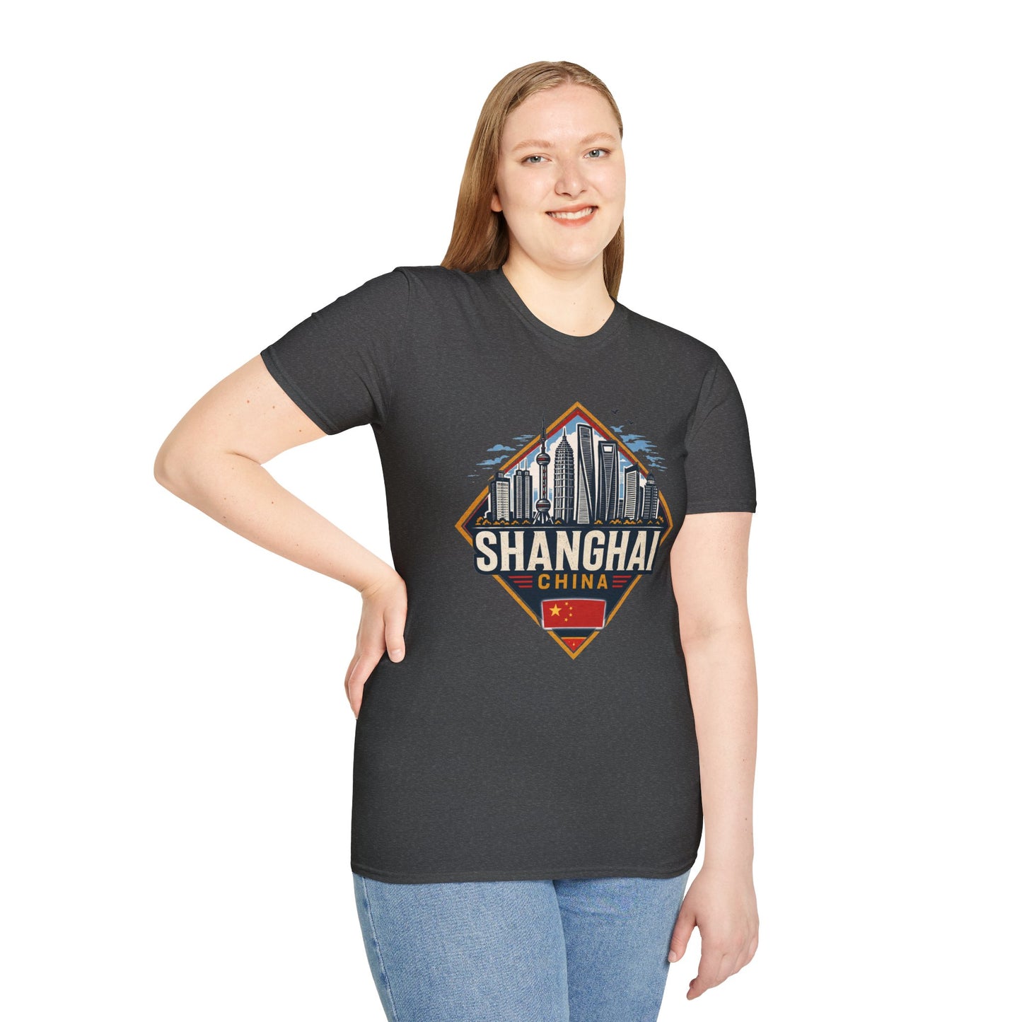 Shanghai Skyline T-Shirt — Retro Cityscape China Travel Tee