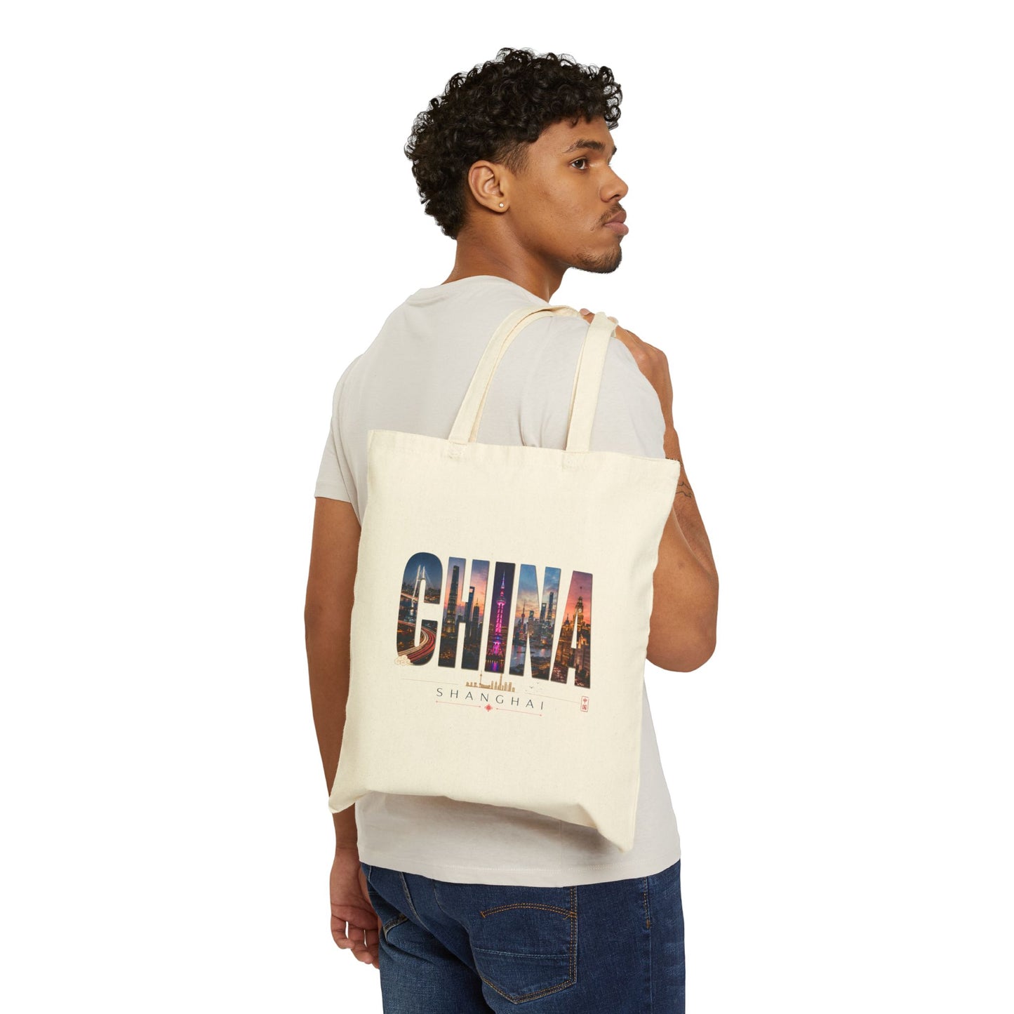 China Skyline Cotton Tote Bag – Travel Souvenir Canvas Shopper