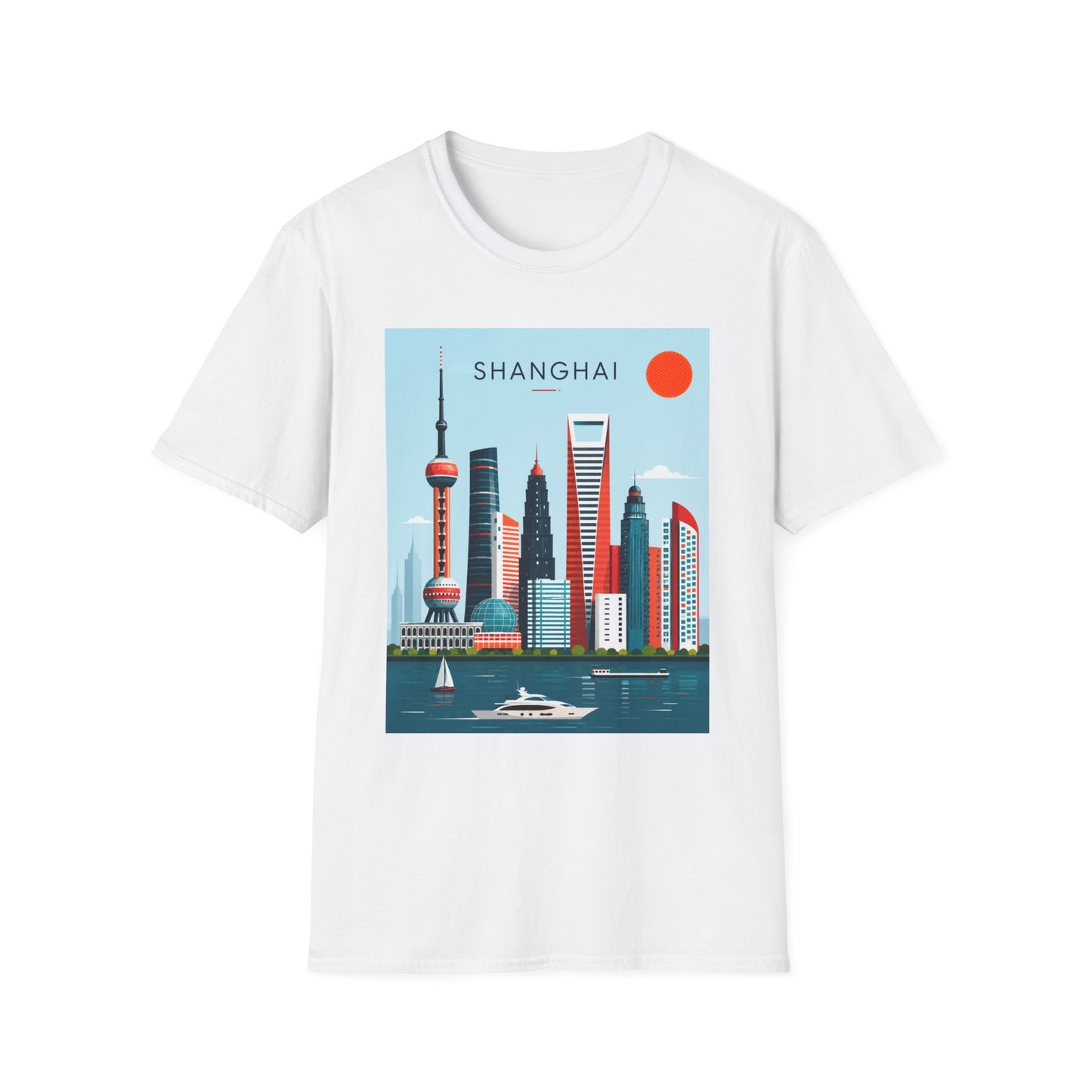 Shanghai Skyline T‑Shirt — Retro Cityscape Tee with 'SHANGHAI' Graphic