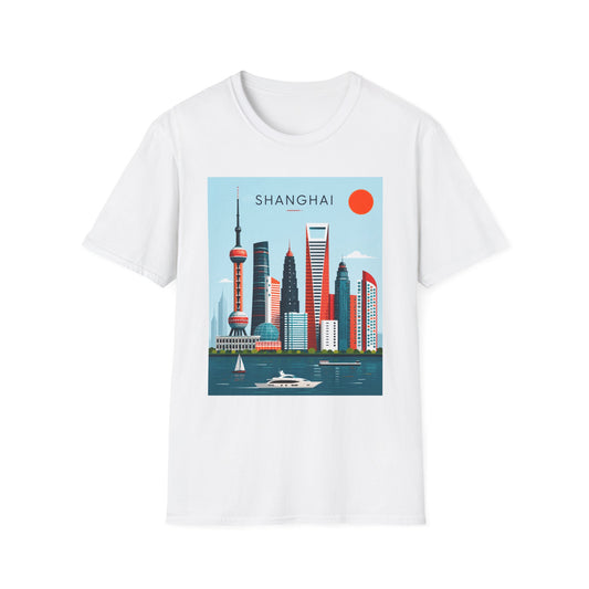 Shanghai Skyline T‑Shirt — Retro Cityscape Tee with 'SHANGHAI' Graphic