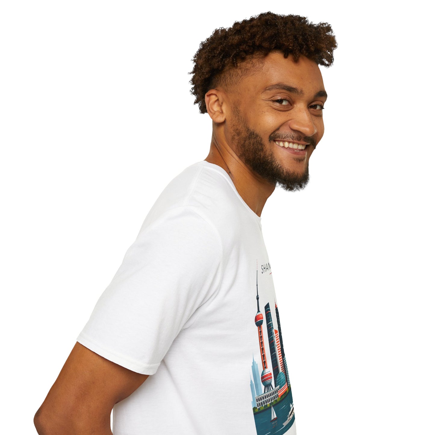 Shanghai Skyline T‑Shirt — Retro Red Sun Cityscape Tee