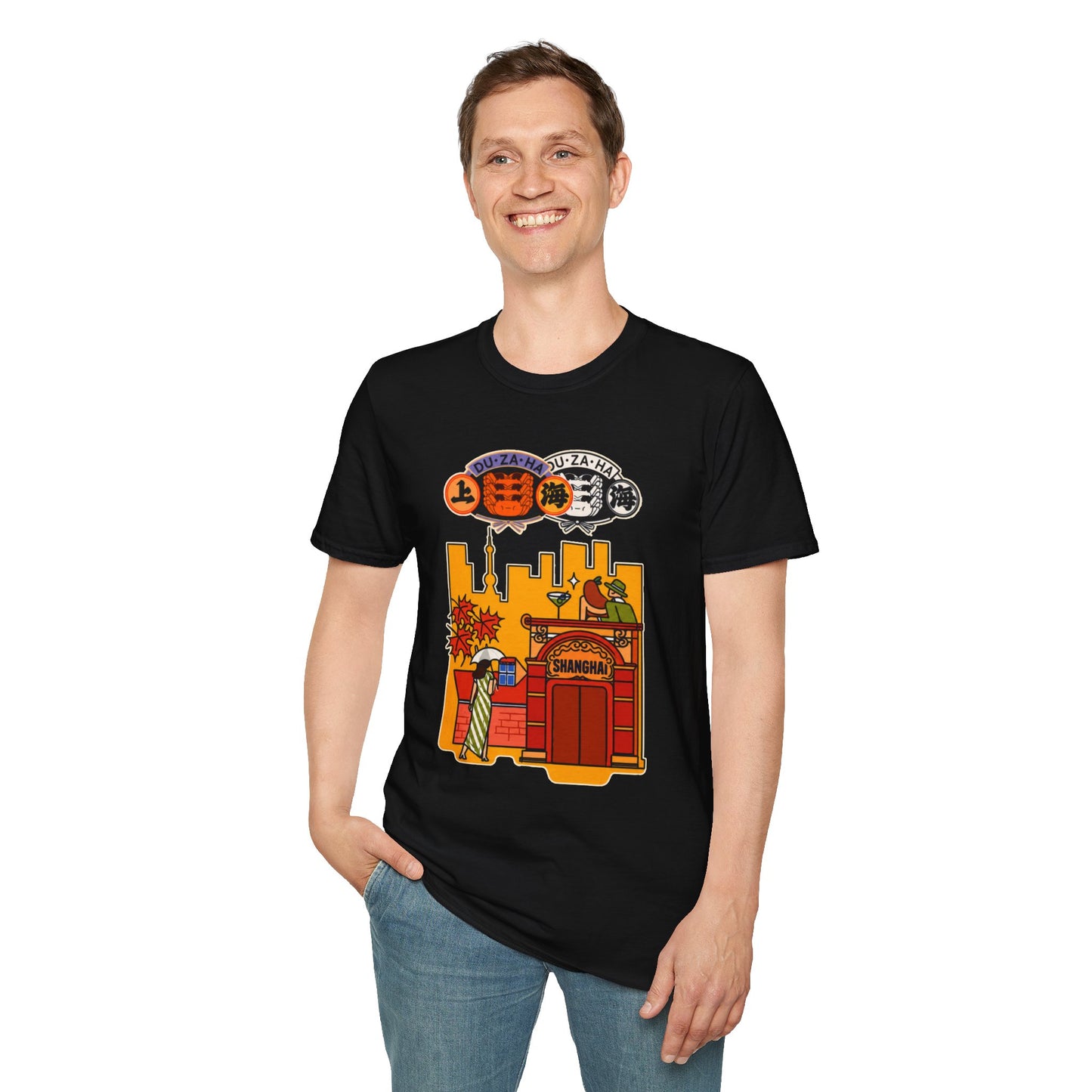 Skyline Ramen Scene T-Shirt — Retro Japanese Noodle Shop Design