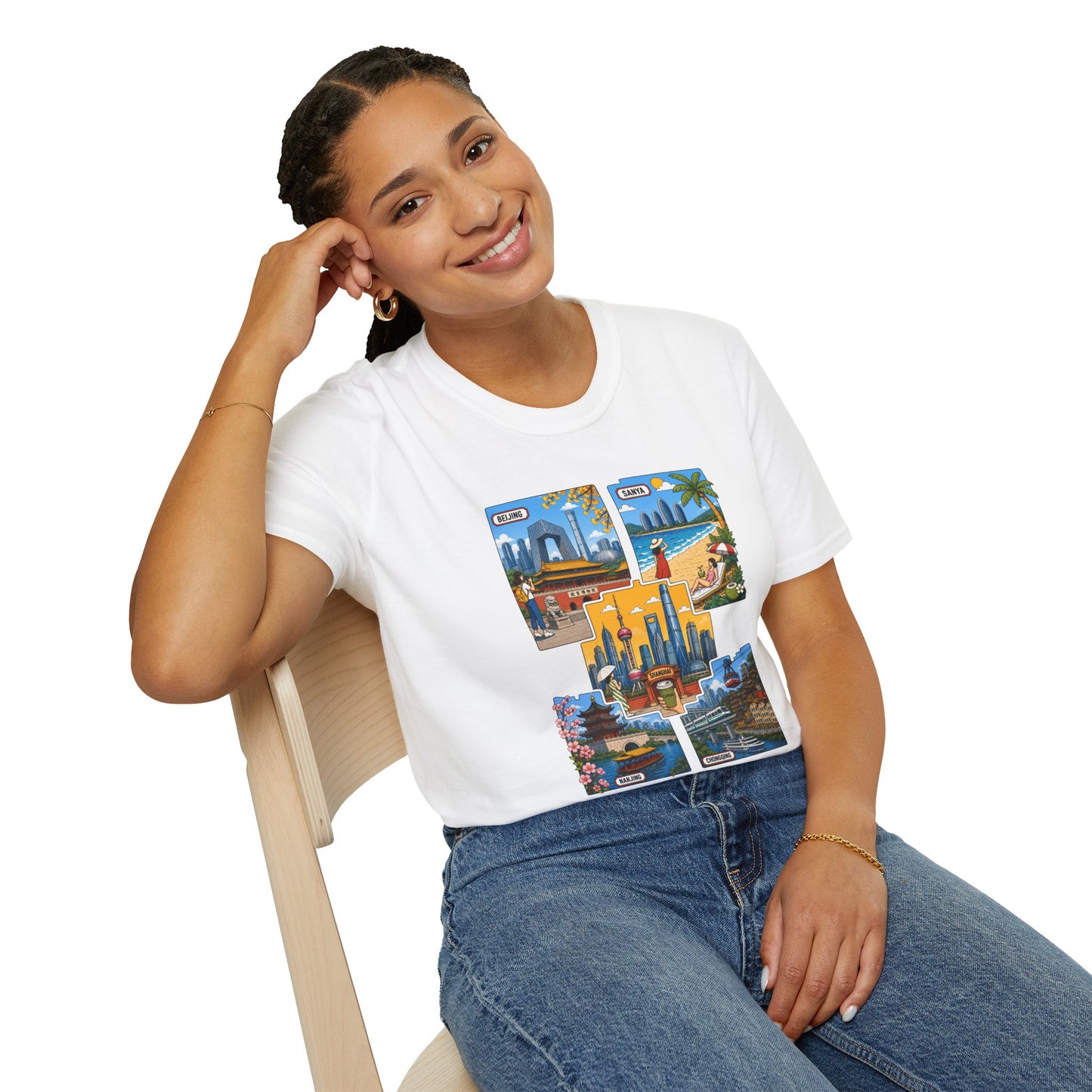 Cityscape Postcard T-Shirt — Miami & Dubai Travel Vintage Graphic Tee