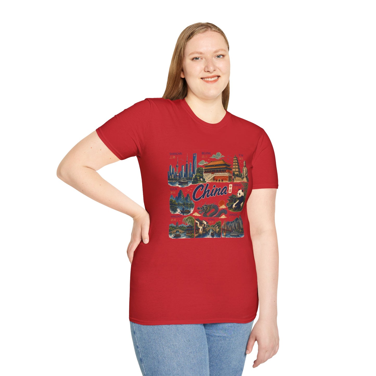 China Travel Collage T-Shirt — Landmarks & Panda Souvenir Tee