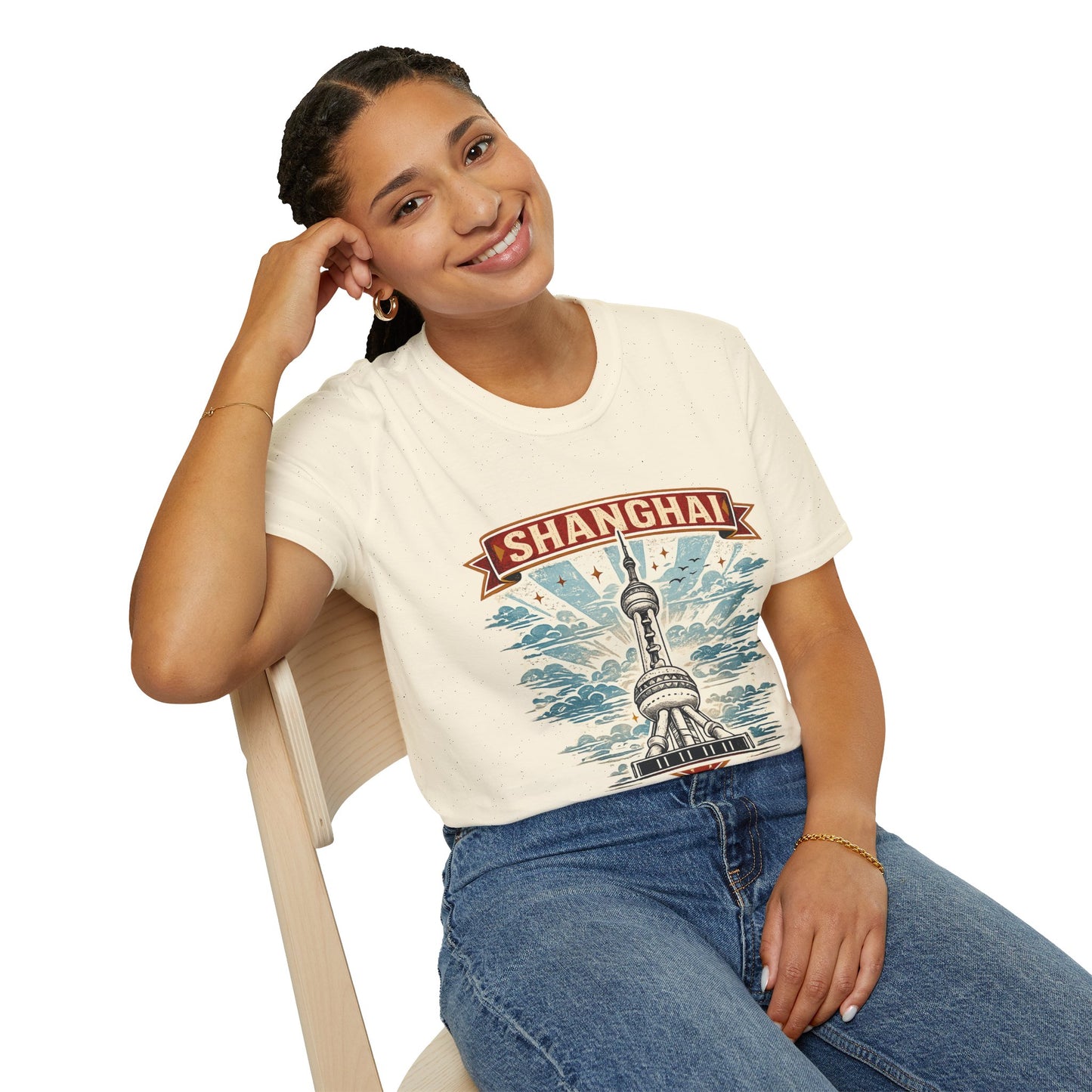 Shanghai Skyline T-Shirt — Retro Oriental Pearl Tower Travel Tee