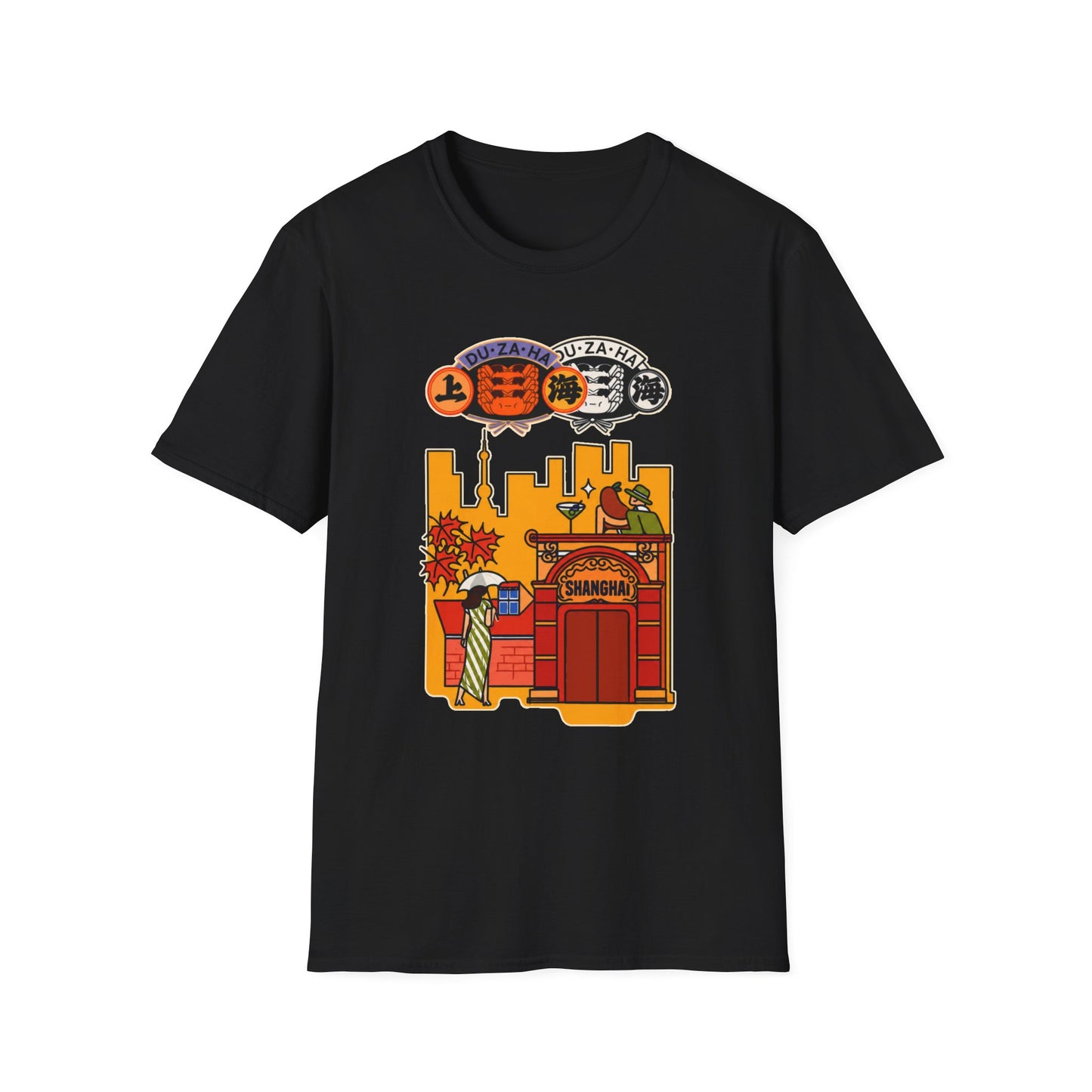 Skyline Ramen Scene T-Shirt — Retro Japanese Noodle Shop Design