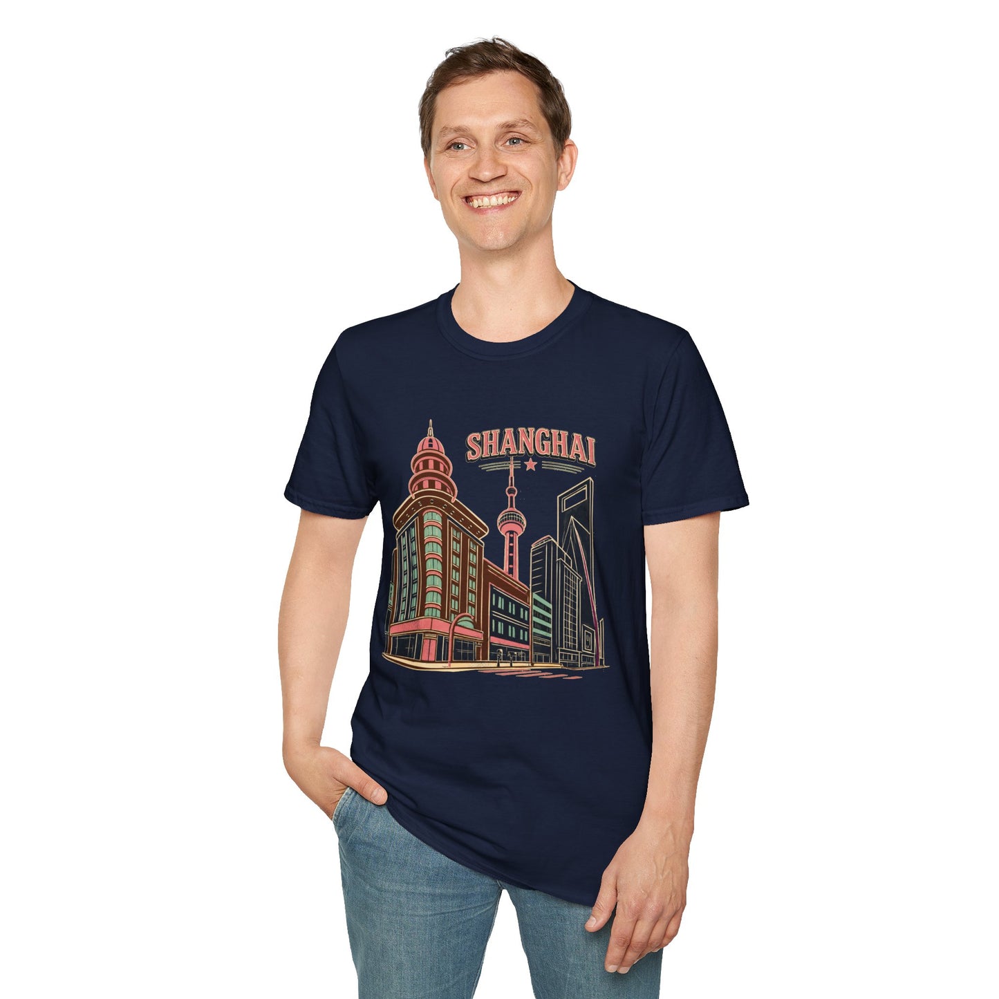 Shanghai Skyline T-Shirt — Retro Cityscape Travel Tee