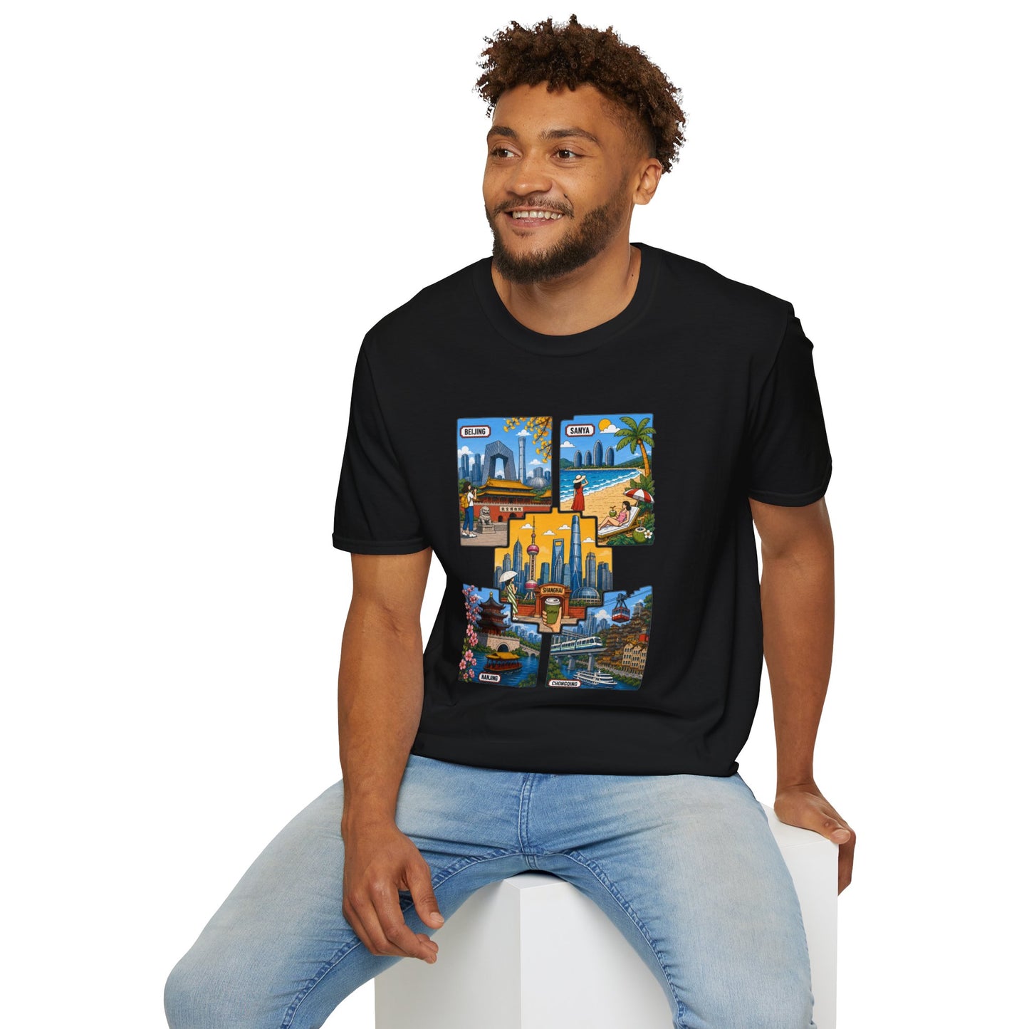 Cityscape Postcard T-Shirt — Miami & Dubai Travel Vintage Graphic Tee