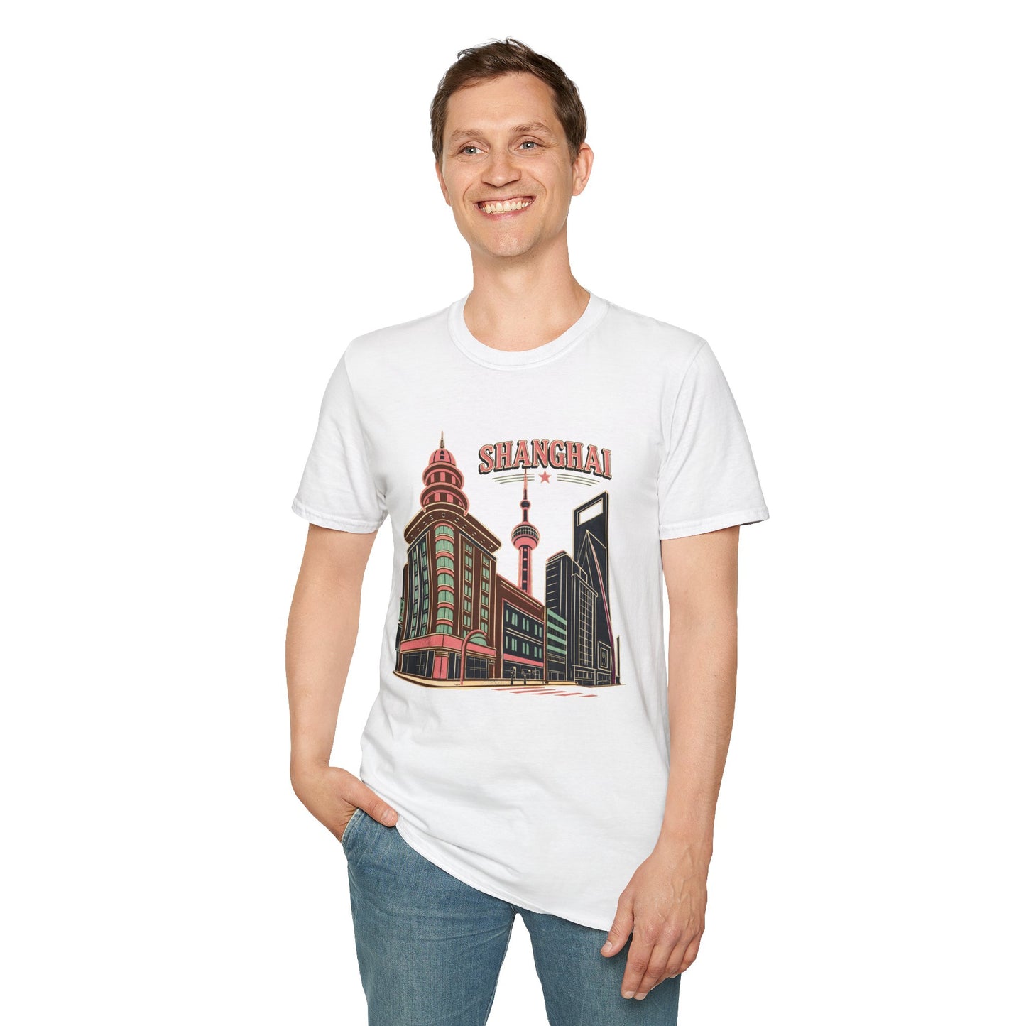 Shanghai Skyline T-Shirt — Retro Cityscape Travel Tee