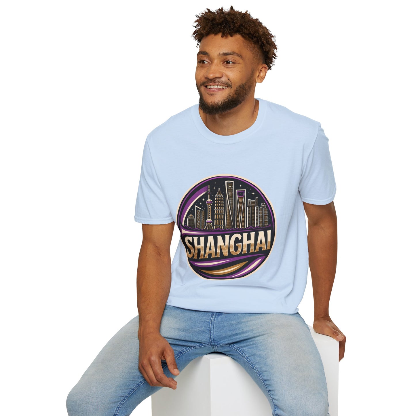 Shanghai Skyline T-Shirt — Retro Neon Cityscape Tee