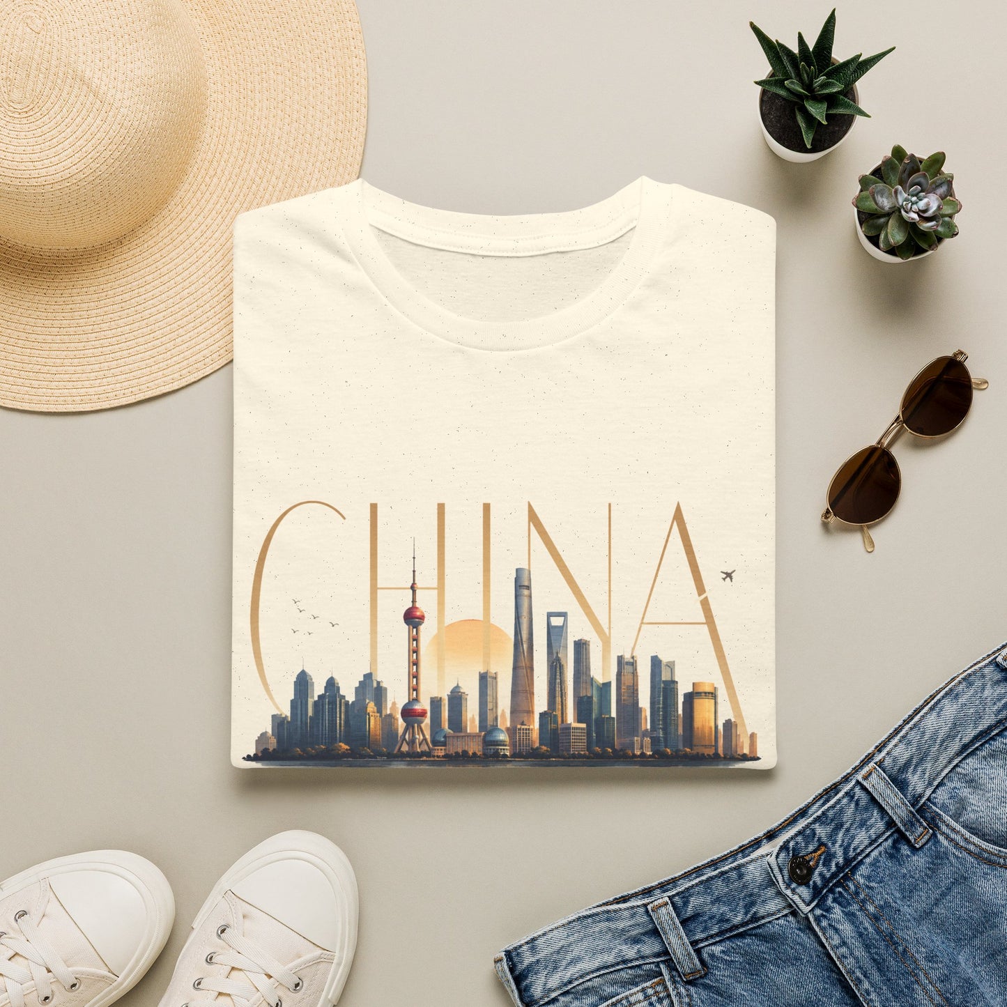 China Skyline T‑Shirt — Shanghai Cityscape Graphic Tee