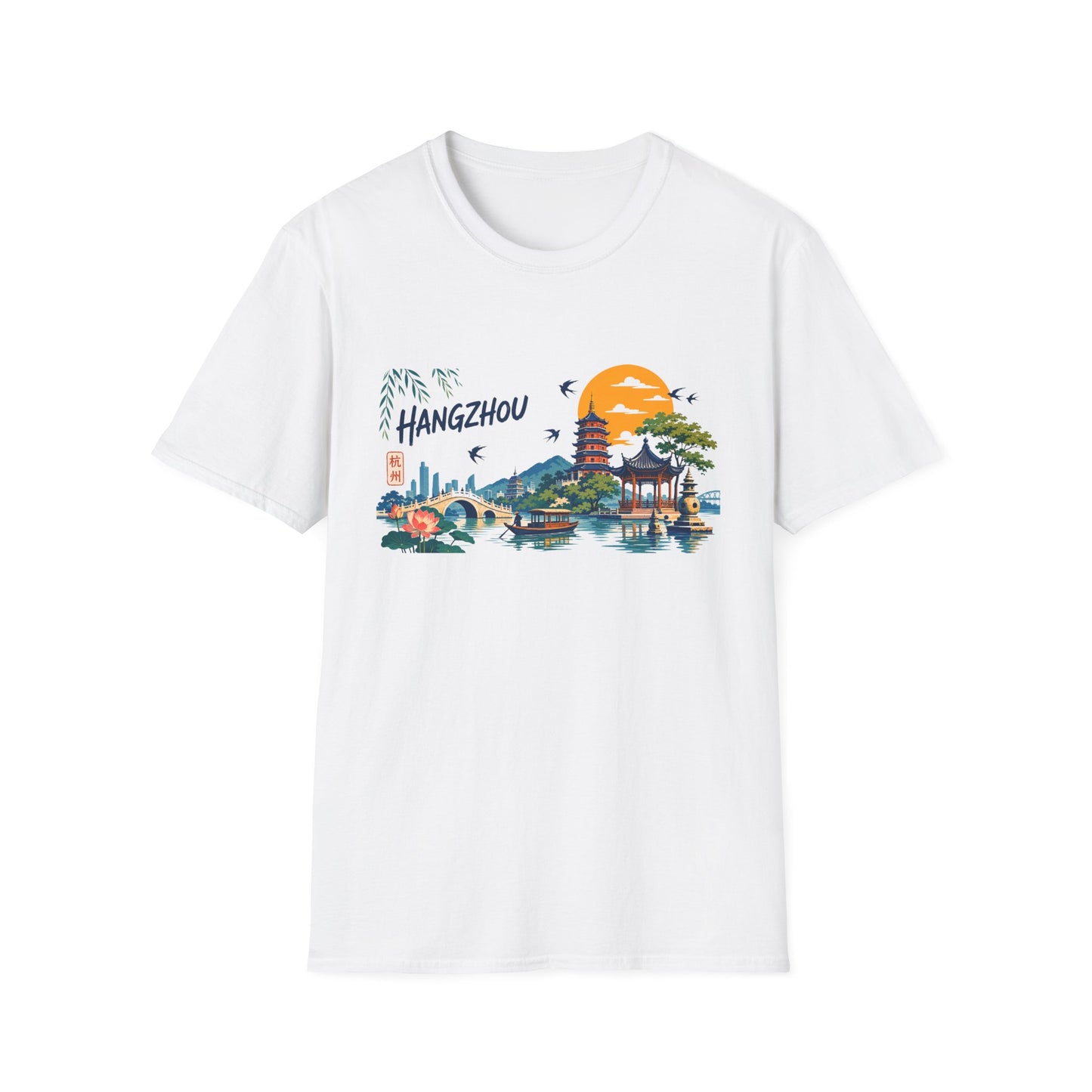 Hangzhou Scenic Tee — Chinese Pagoda & West Lake Travel T-Shirt