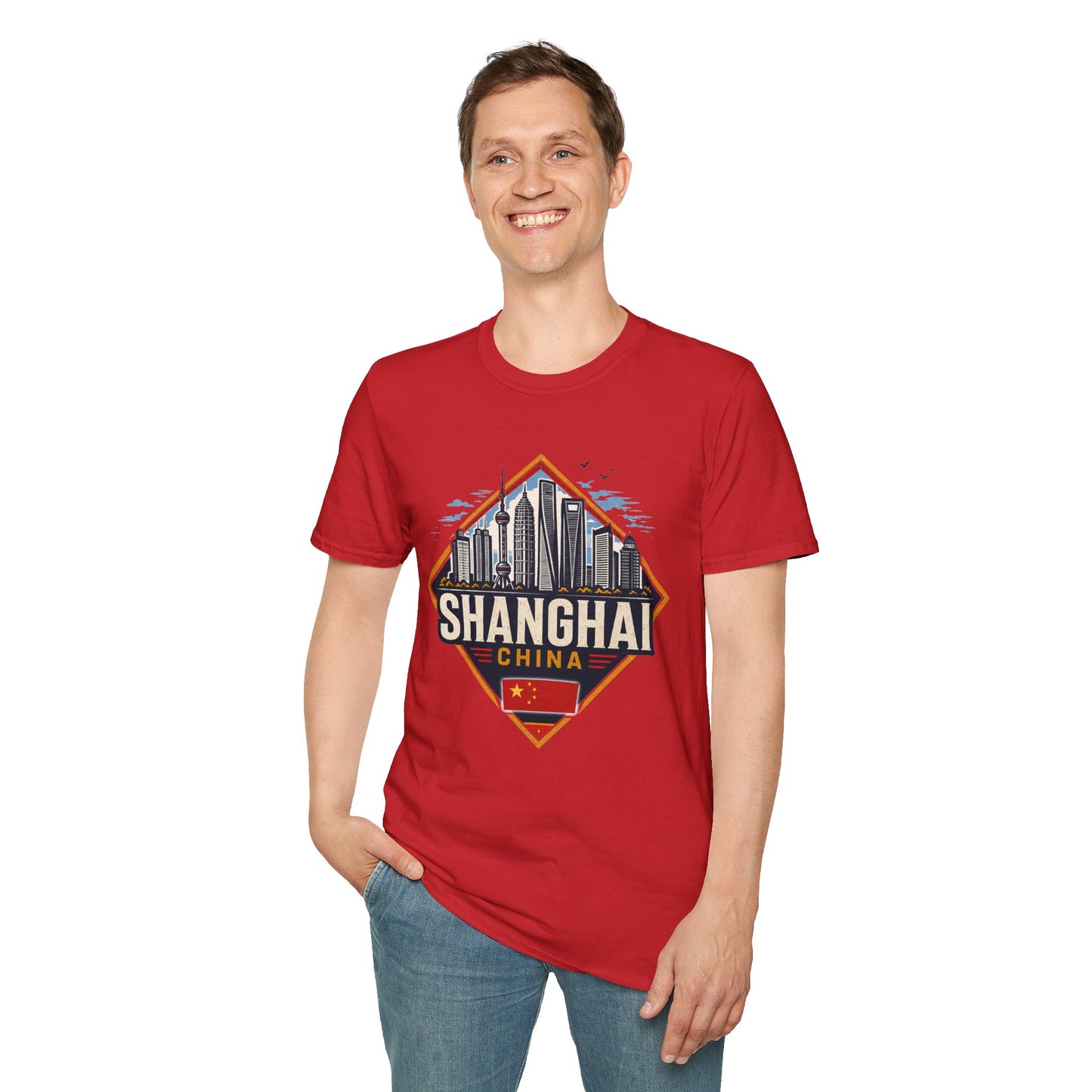 Shanghai Skyline T-Shirt — Retro Cityscape China Travel Tee