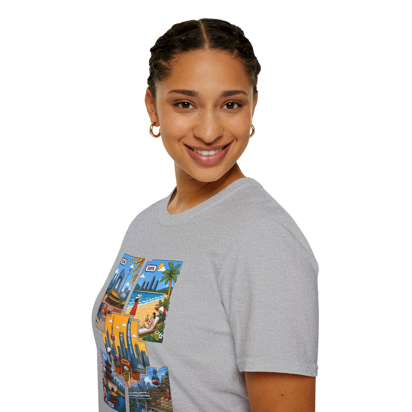 Cityscape Postcard T-Shirt — Miami & Dubai Travel Vintage Graphic Tee