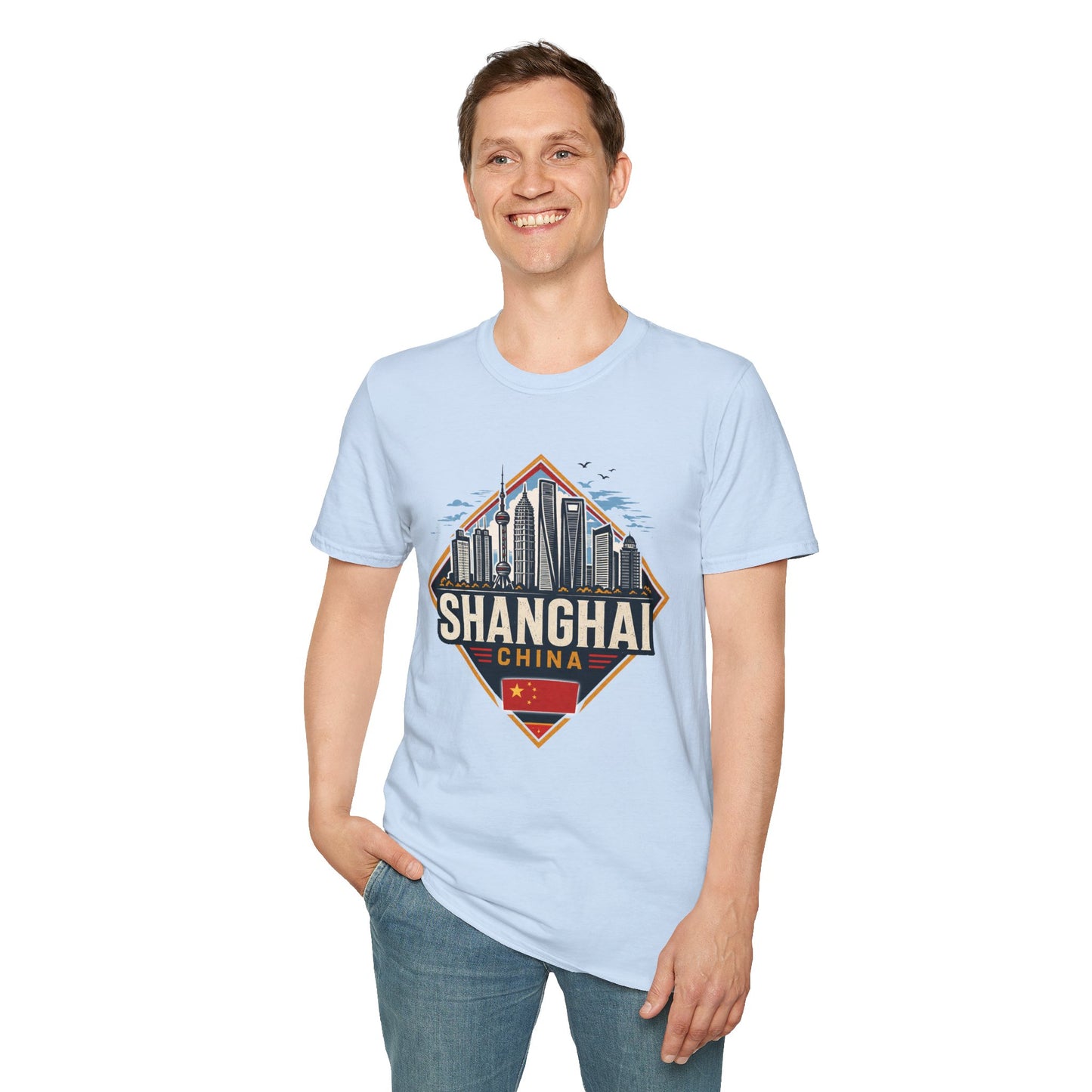 Shanghai Skyline T-Shirt — Retro Cityscape China Travel Tee