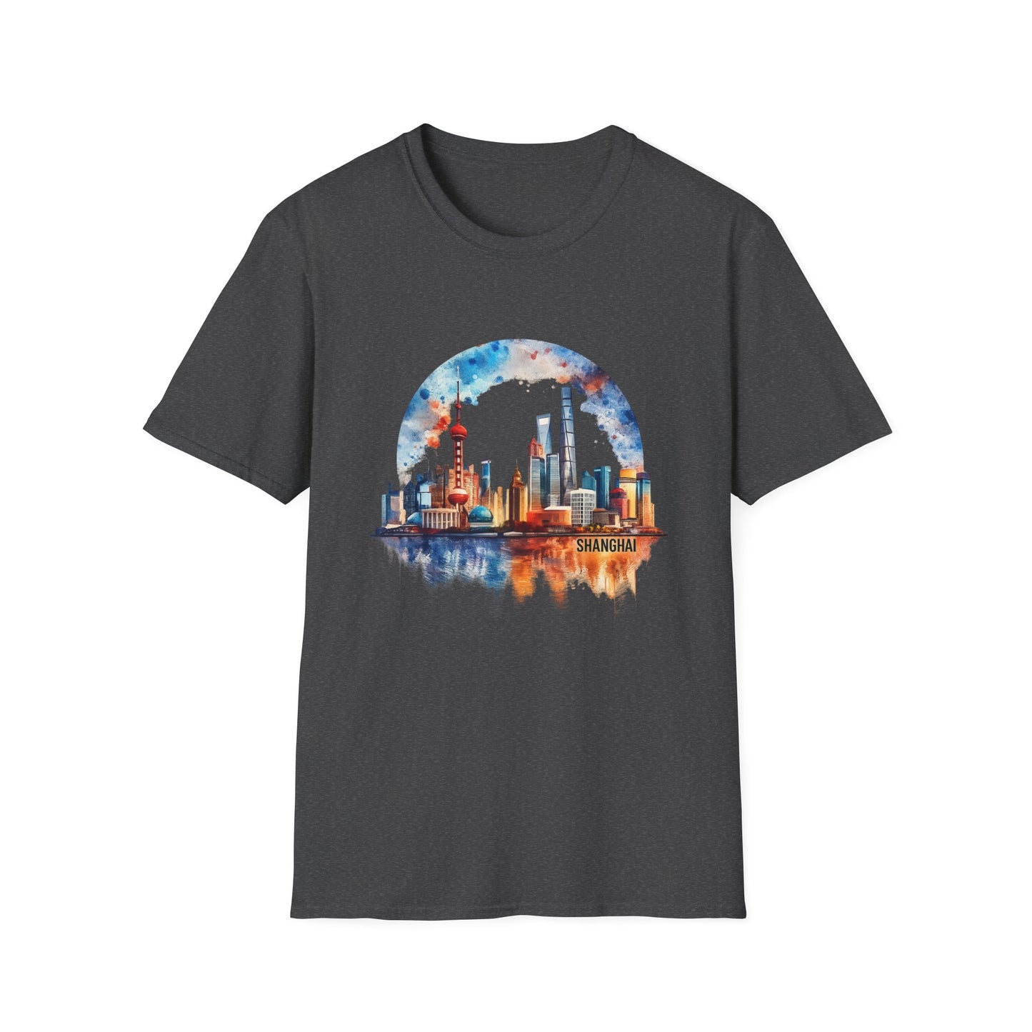 City Skyline T-Shirt — Watercolor Shanghai Landscape Tee