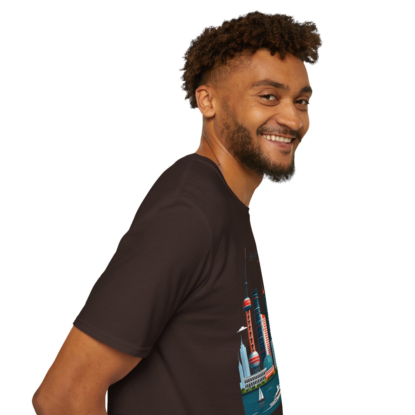 Shanghai Skyline T‑Shirt — Retro Red Sun Cityscape Tee