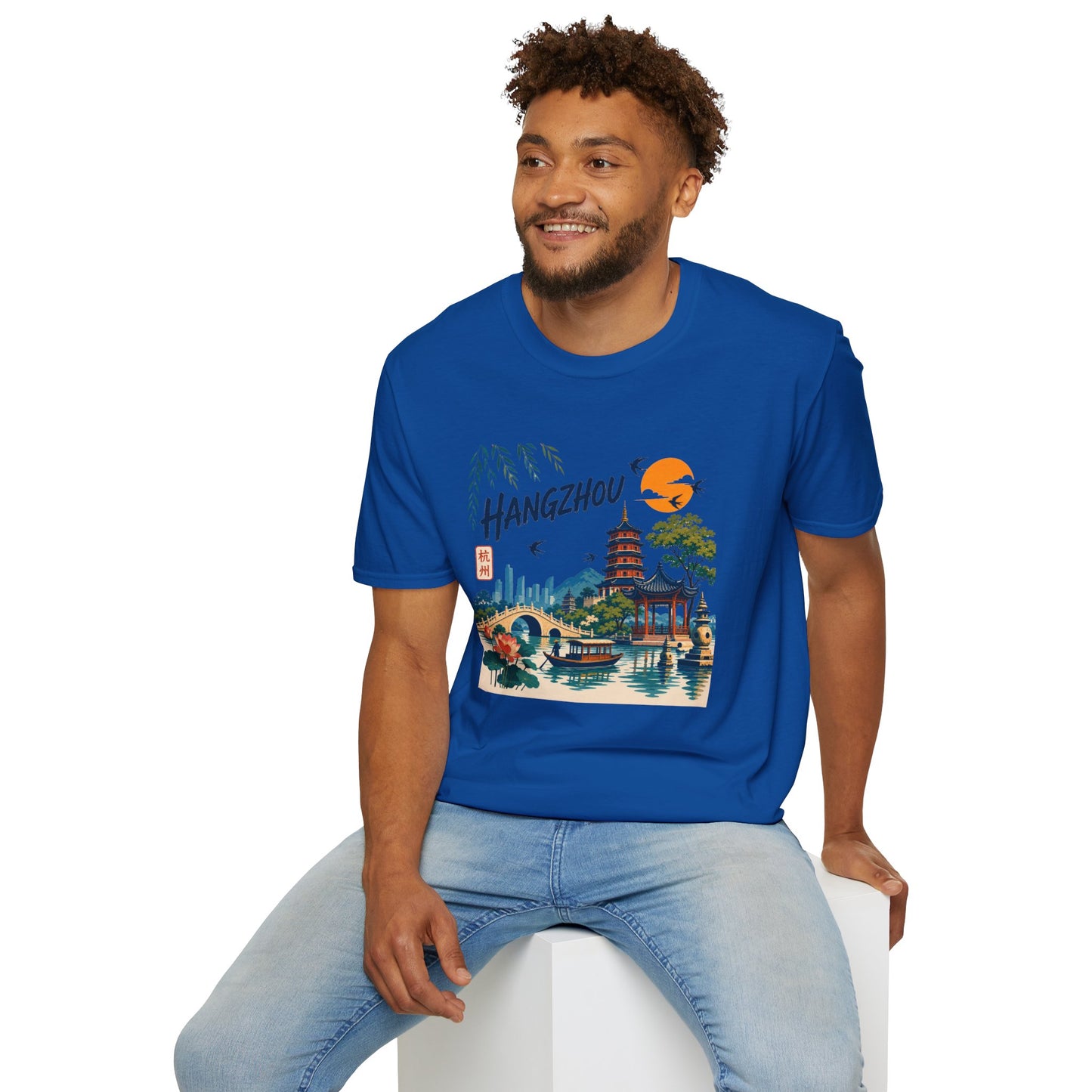 Hangzhou Travel Tee — Scenic Pagoda, Skyline & Sunset Graphic T-Shirt