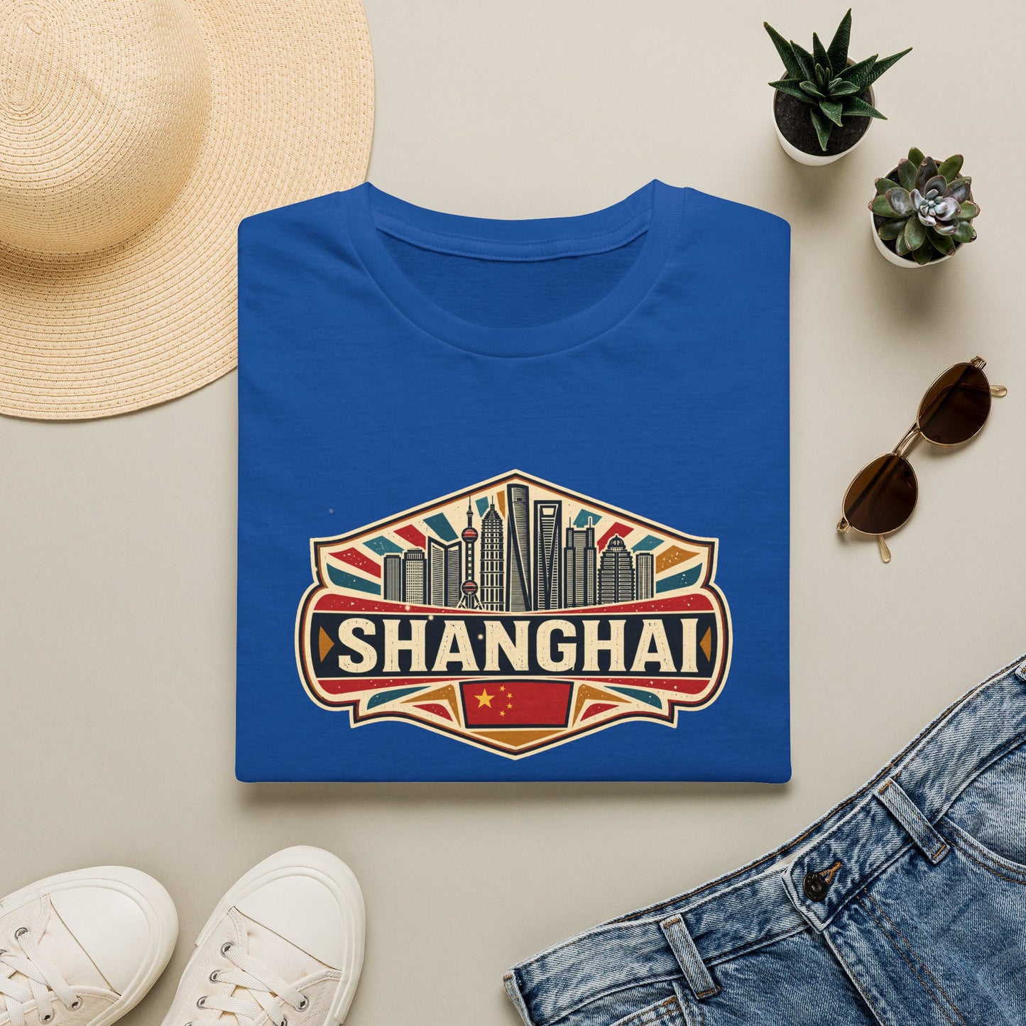 Shanghai Skyline T-Shirt — Vintage City Travel Tee