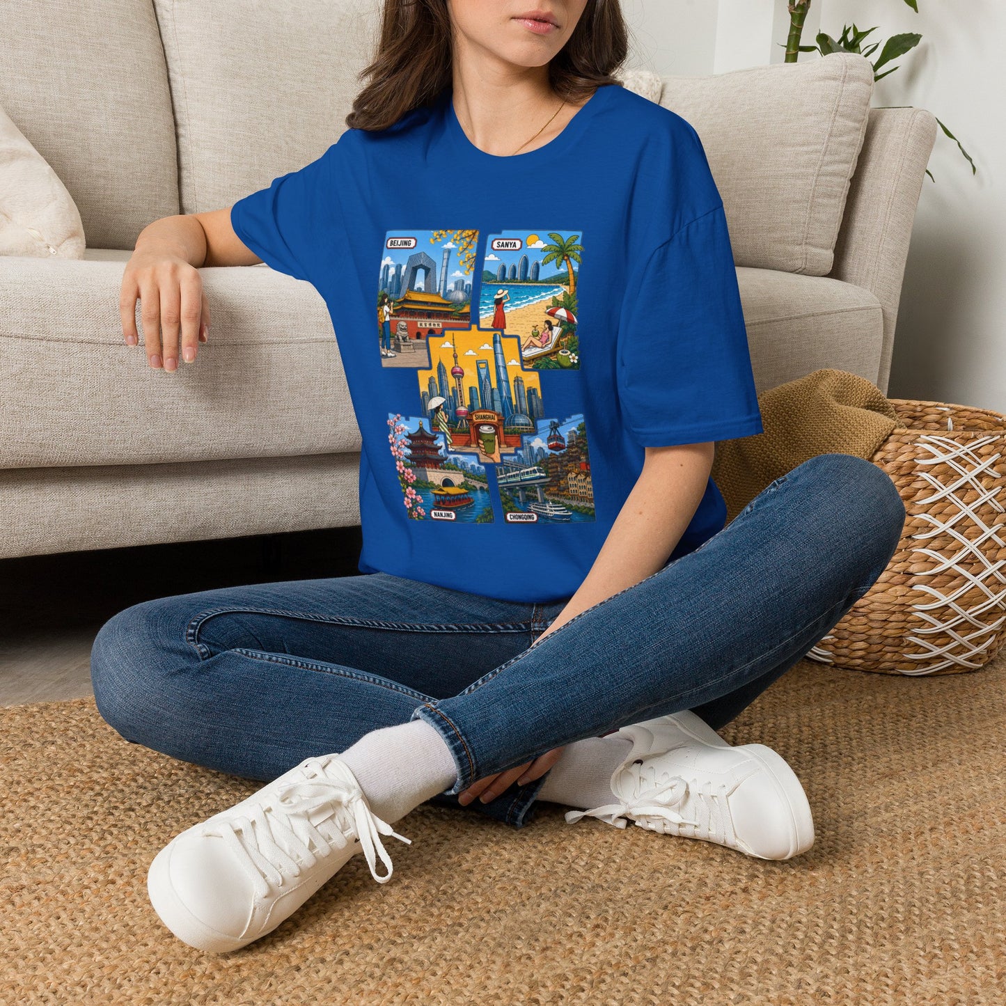 Cityscape Postcard T-Shirt — Miami & Dubai Travel Vintage Graphic Tee