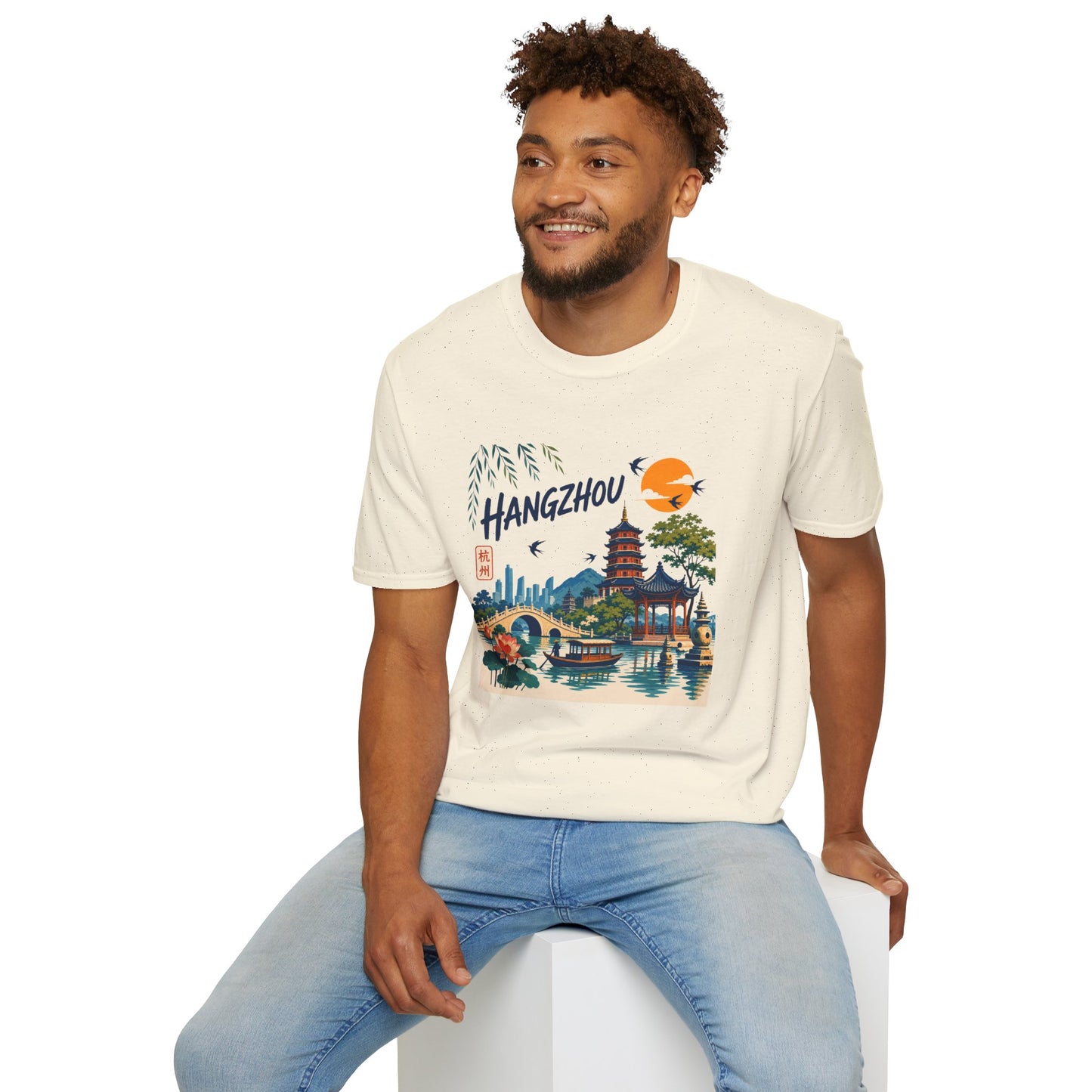 Hangzhou Travel Tee — Scenic Pagoda, Skyline & Sunset Graphic T-Shirt