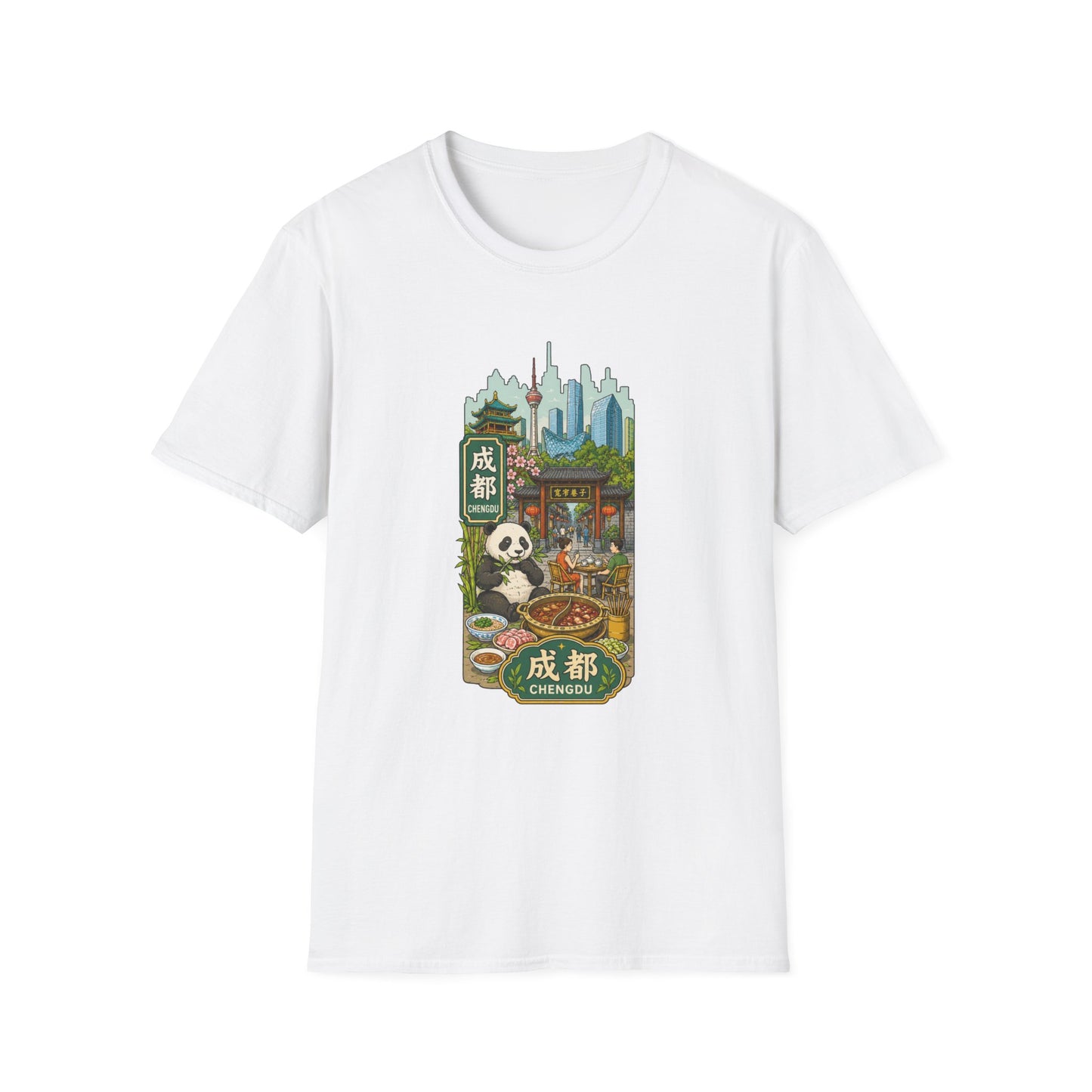 Chengdu Travel T-Shirt — Panda & Cityscape Graphic Tee