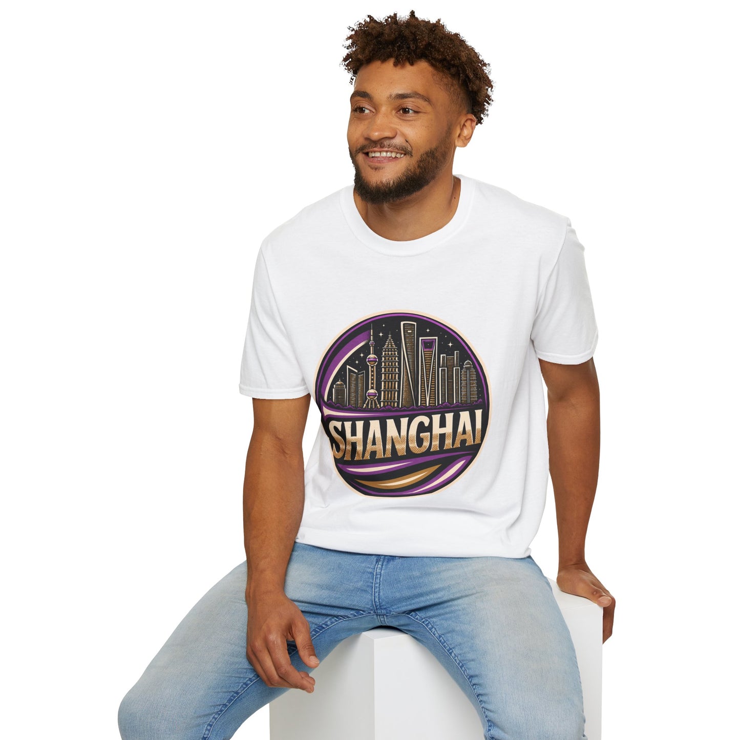 Shanghai Skyline T-Shirt — Retro Neon Cityscape Tee
