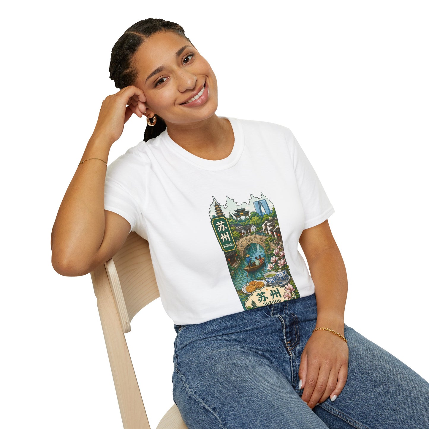 Suzhou Scenic T-Shirt — Traditional Chinese Water Town Illustration