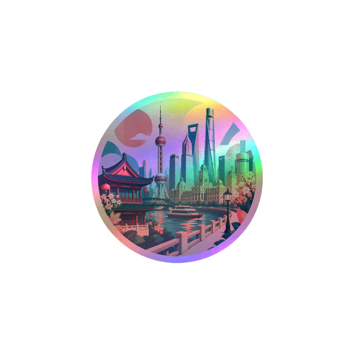 Shanghai Skyline Kiss-Cut Vinyl Decal