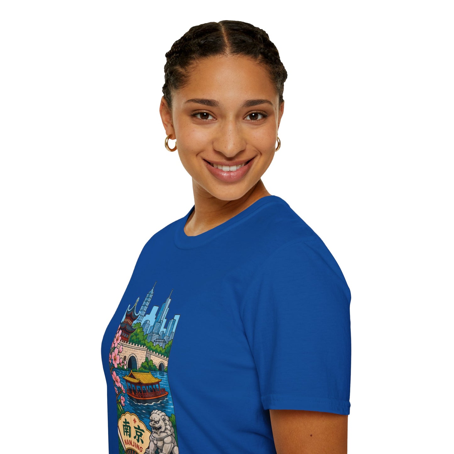 Nanjing Cityscape T-Shirt — Cherry Blossoms, Pagoda & Skyline Travel Shirt