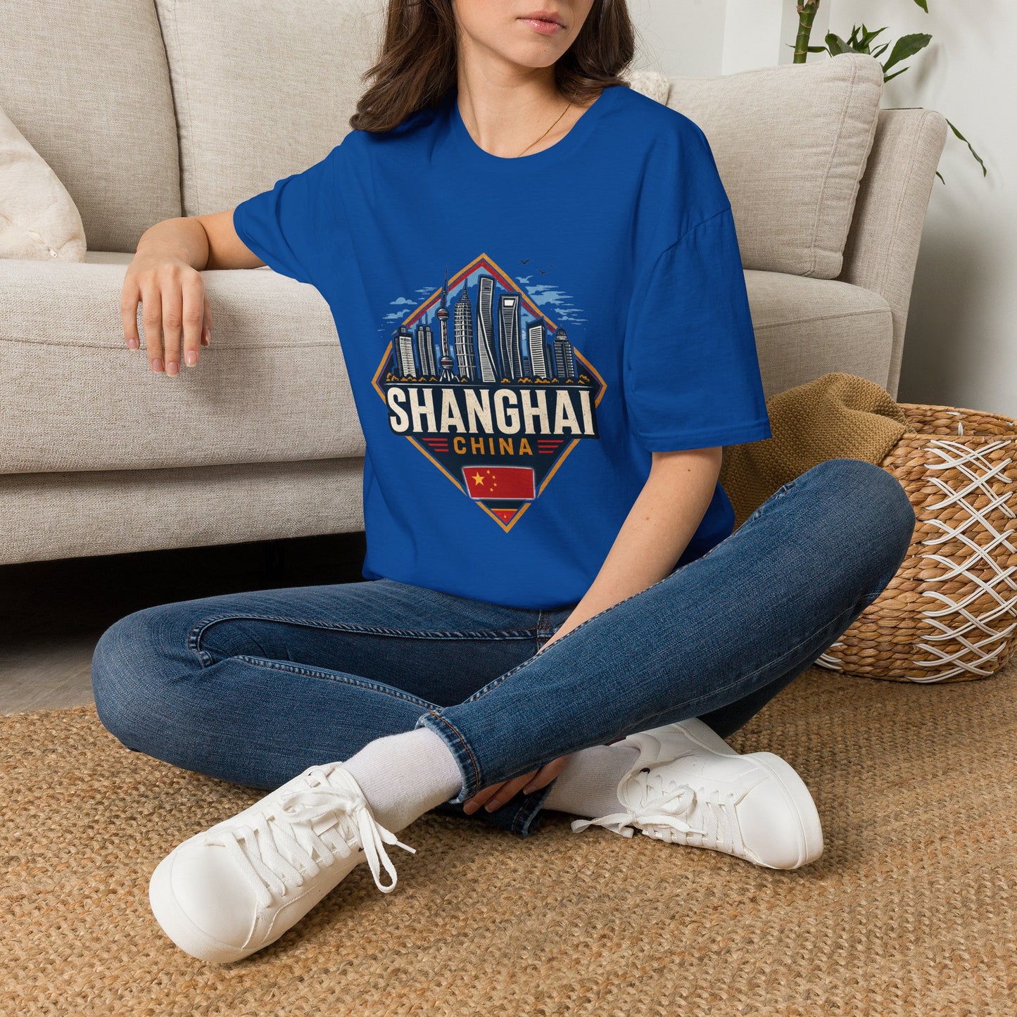 Shanghai Skyline T-Shirt — Retro Cityscape Travel Tee (Shanghai, China)
