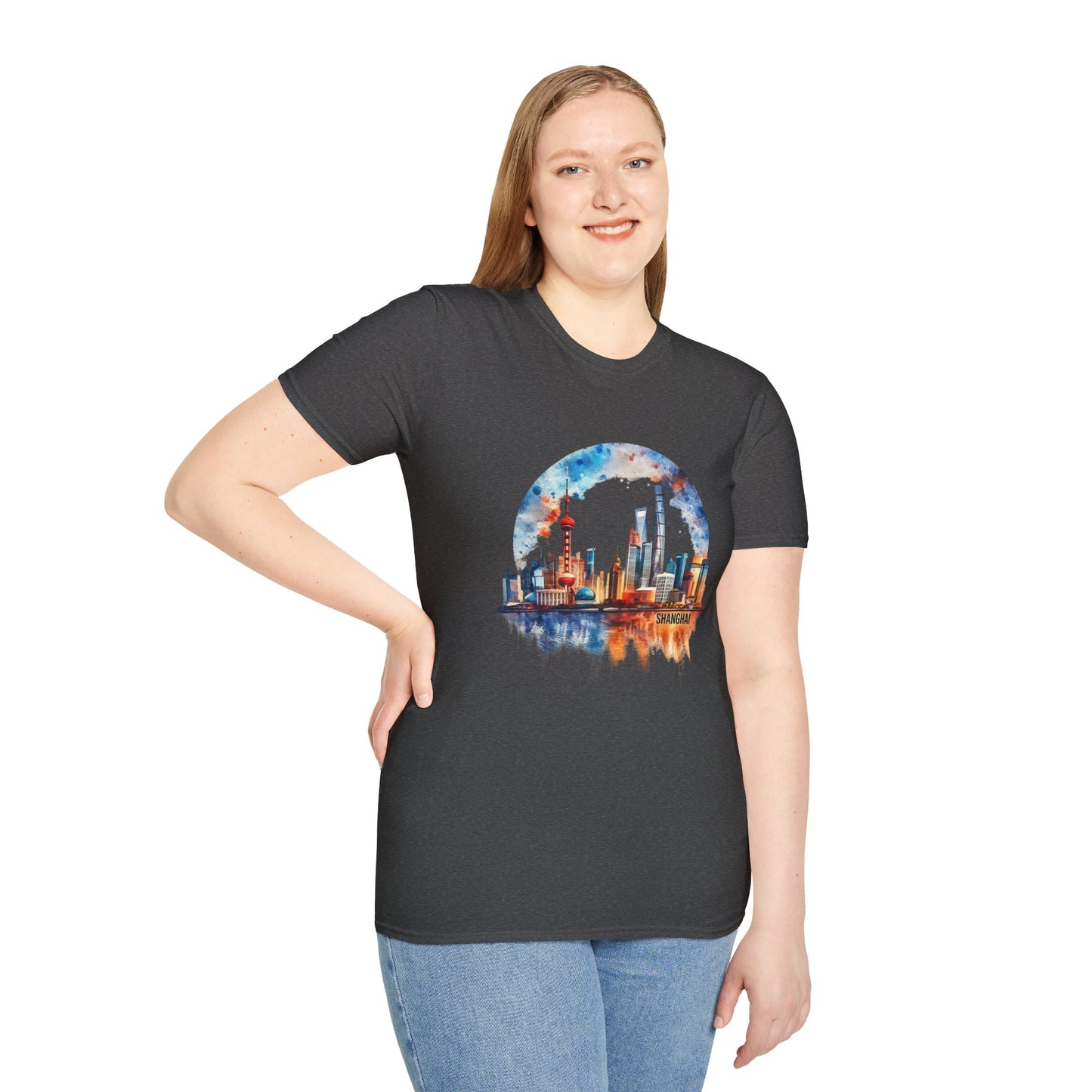 City Skyline T-Shirt — Watercolor Shanghai Landscape Tee