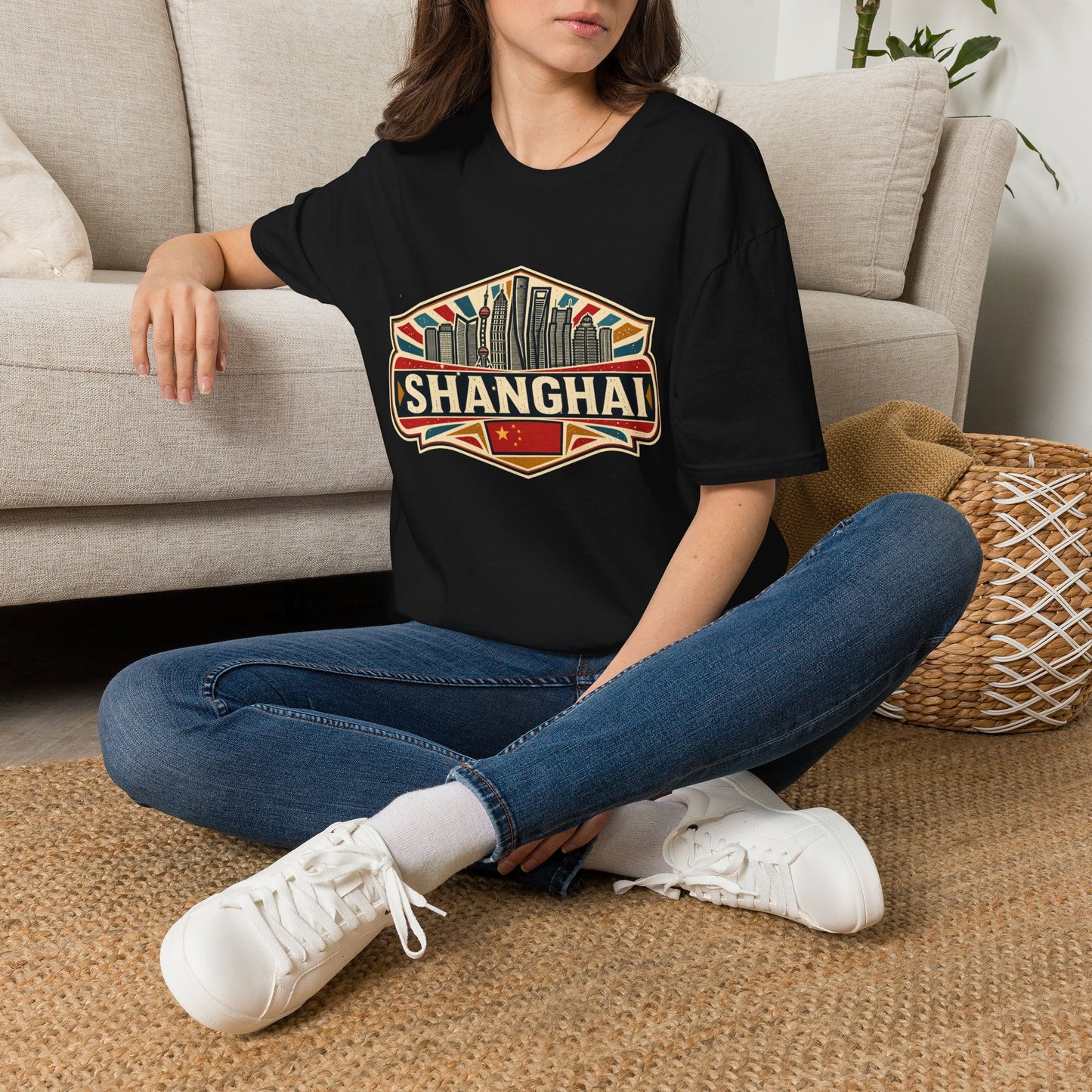 Shanghai Skyline Vintage T‑Shirt