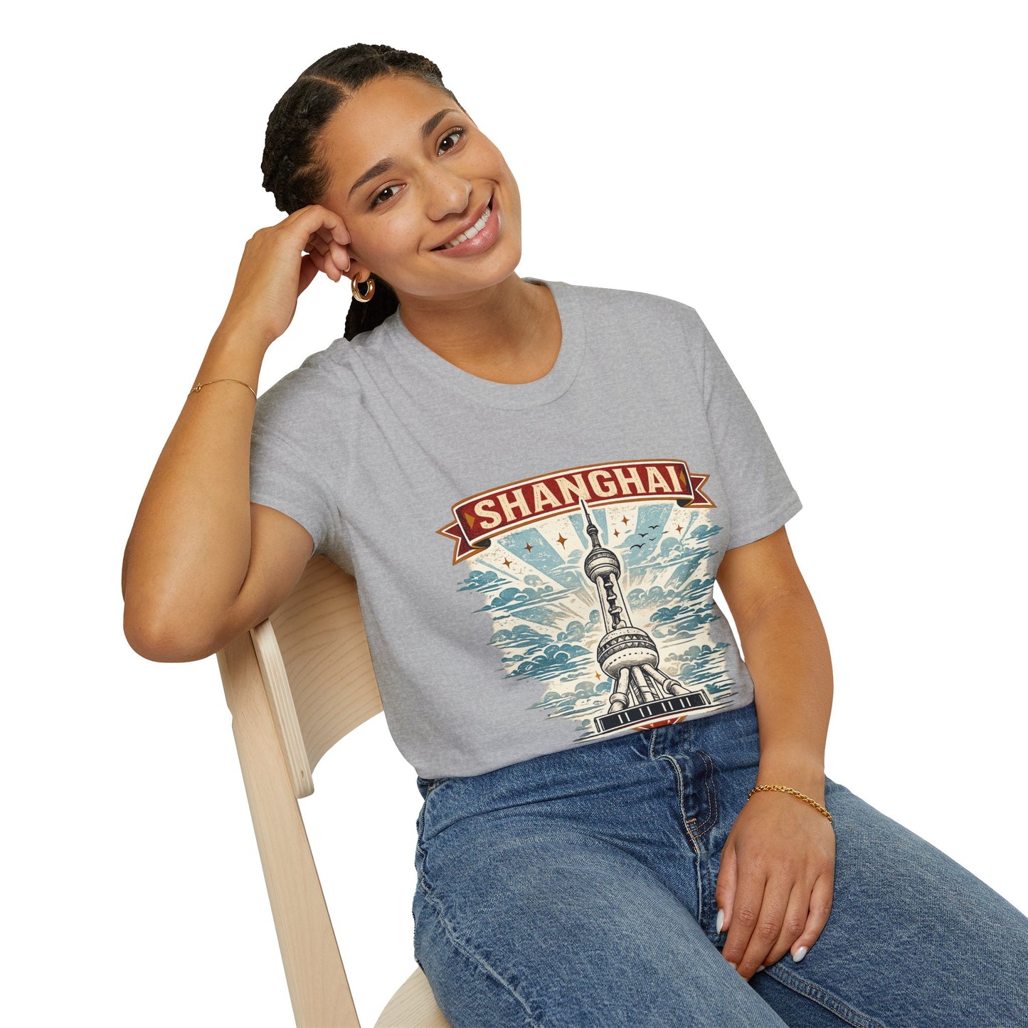 Shanghai Skyline T-Shirt — Retro Oriental Pearl Tower Travel Tee