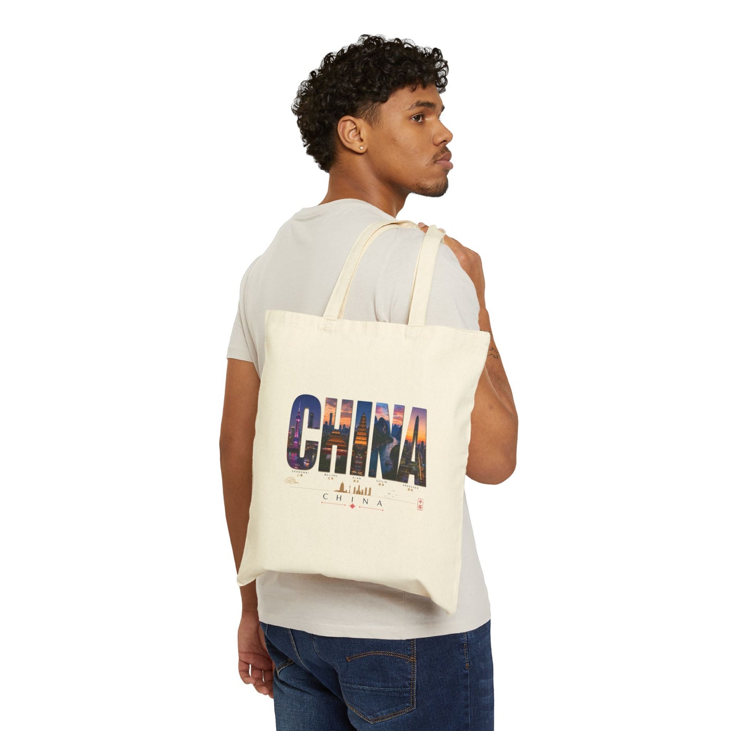 China Skyline Canvas Tote Bag – Cityscape Travel Souvenir Tote