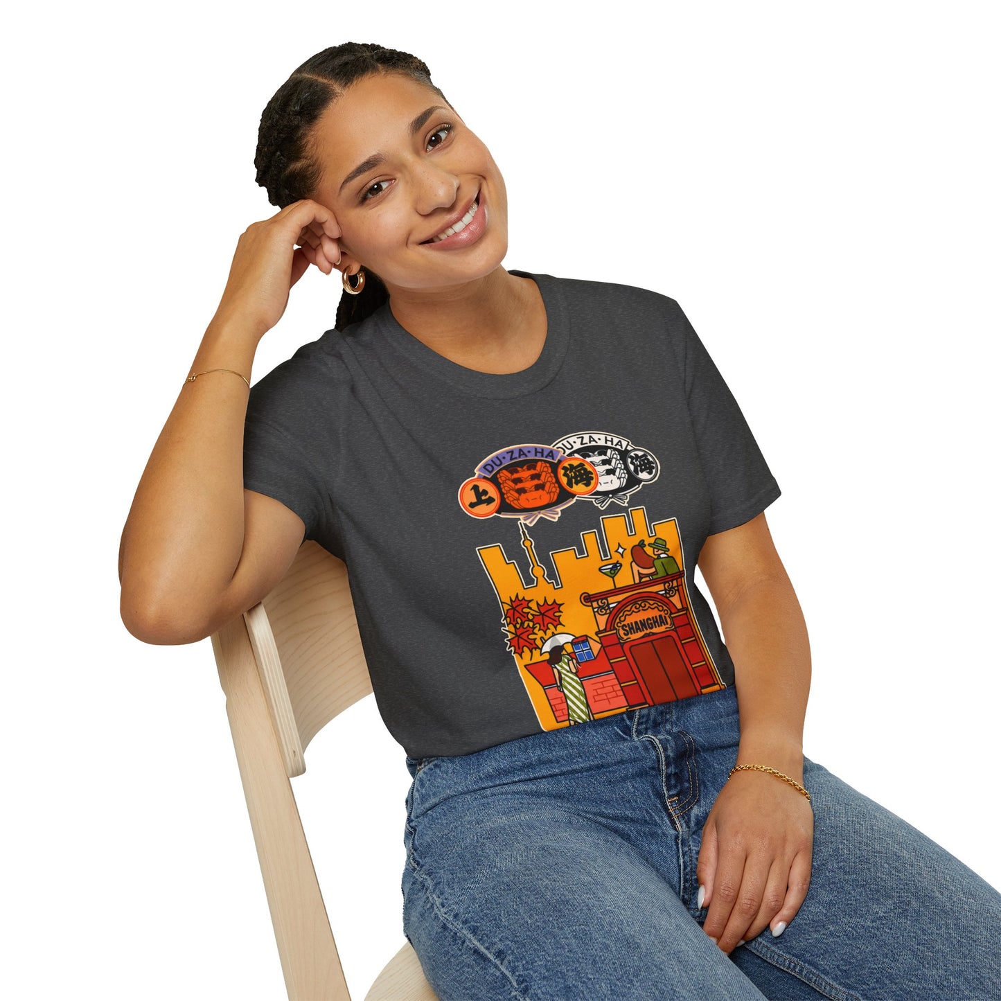 Skyline Ramen Scene T-Shirt — Retro Japanese Noodle Shop Design