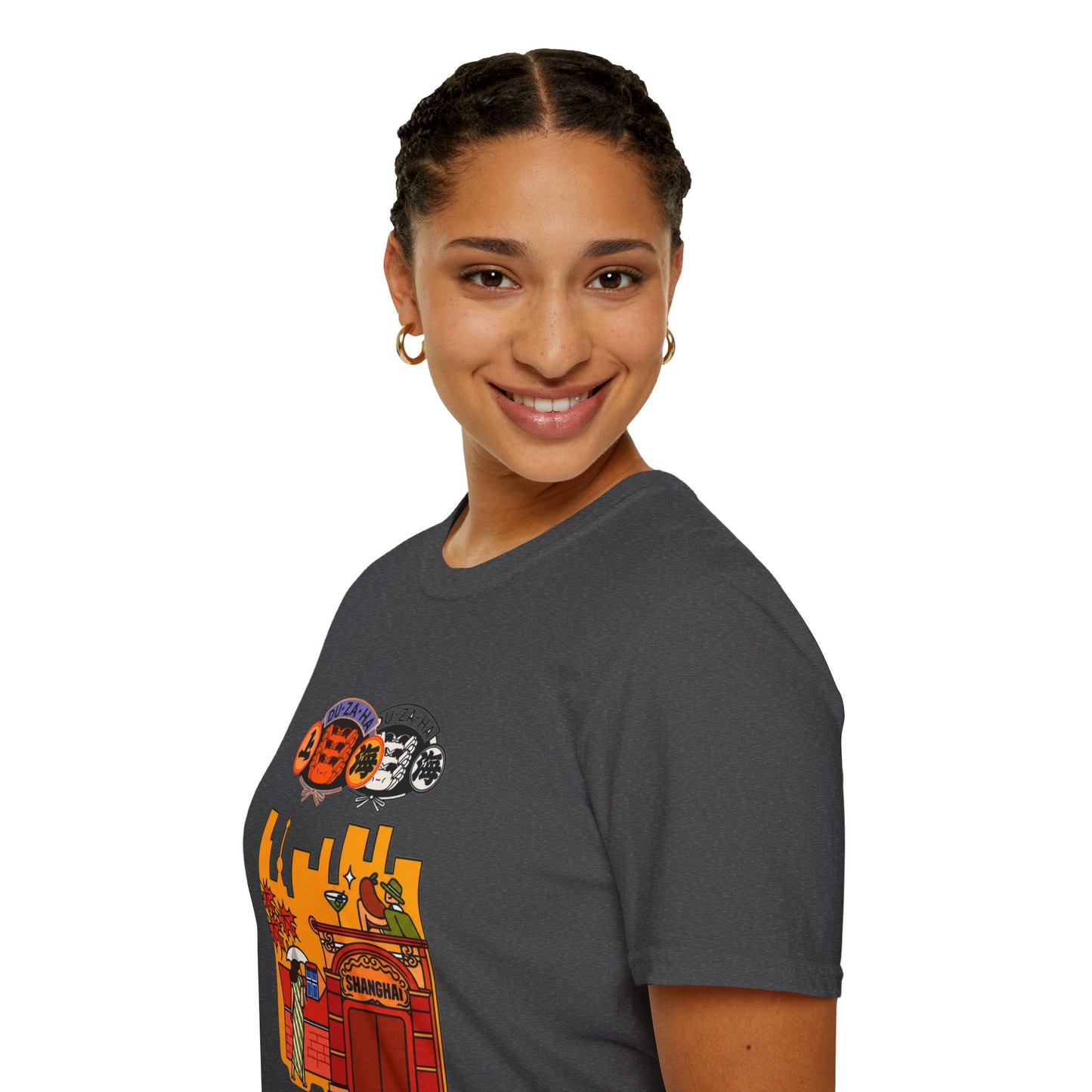 Shanghai Cityscape T-Shirt — Retro Skyline, Lanterns & Nightlife Graphic