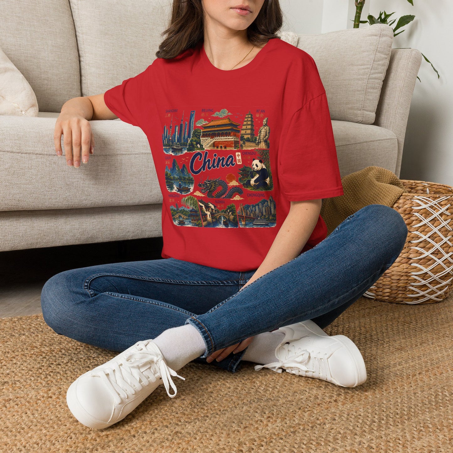 China Travel Collage T-Shirt — Landmarks & Panda Souvenir Tee