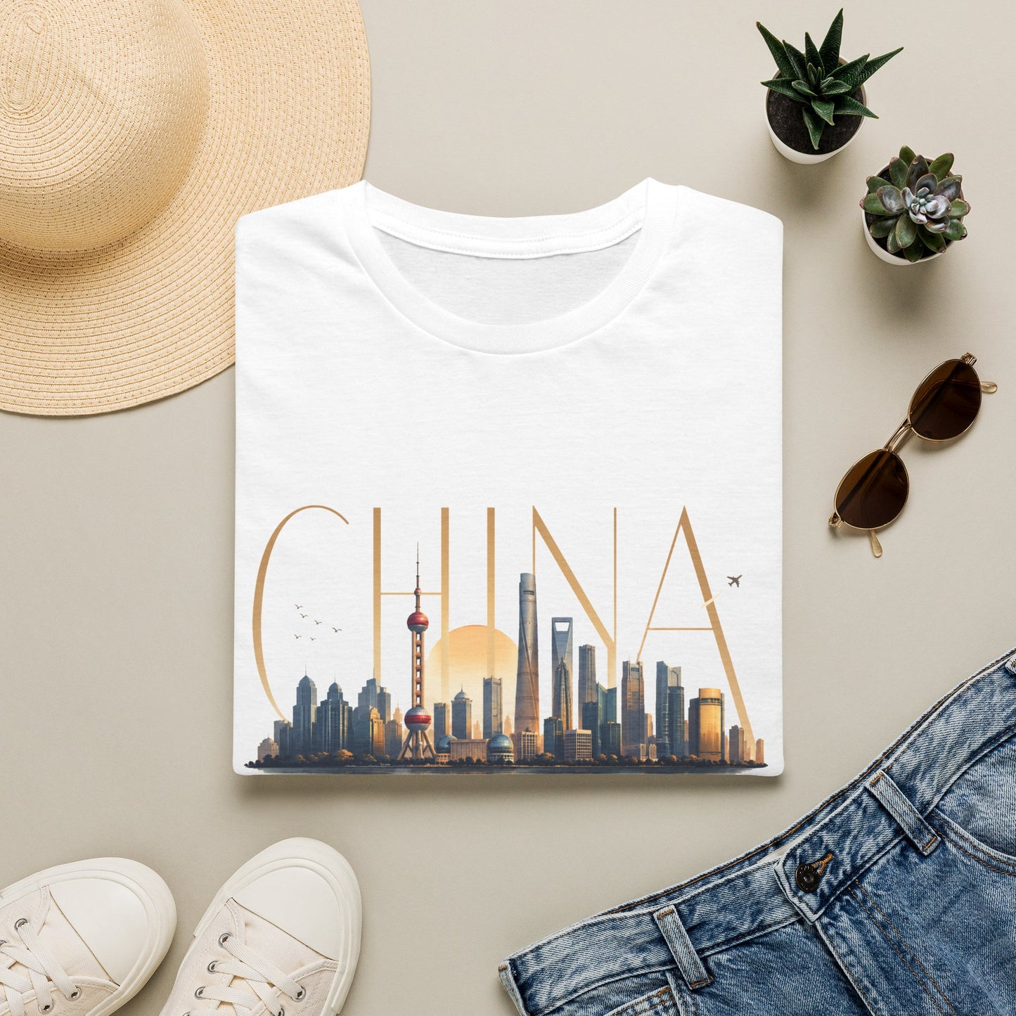 China Skyline T‑Shirt — Shanghai Cityscape Graphic Tee
