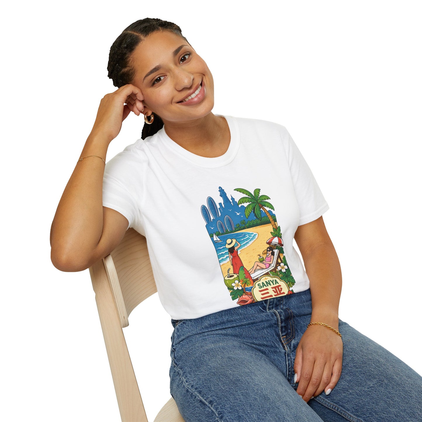 Beach Resort Graphic T-Shirt — Sanya Tropical Vacation Design